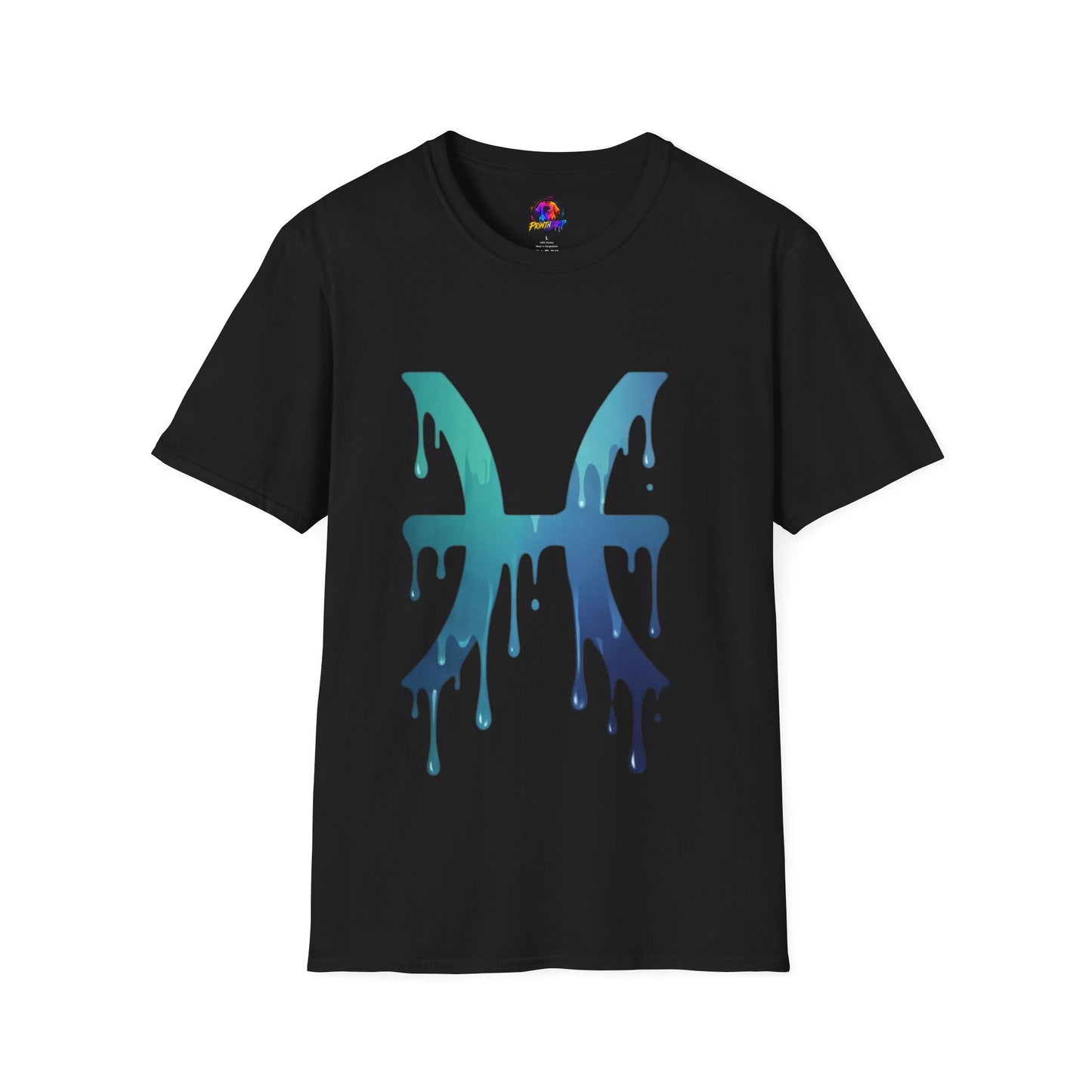 Pisces Drip Zodiac T-Shirt — Blue Gradient Astrological Tee
