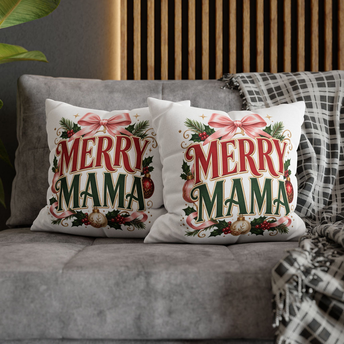 Merry Mama Christmas Pillowcase — Festive Holiday Decorative Pillow Cover