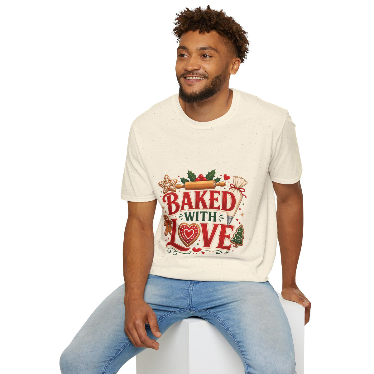 Baked With Love T-Shirt — Holiday Baking Christmas Cookie Chef Tee