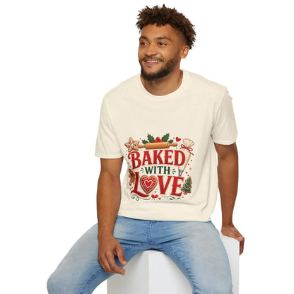 Baked With Love T-Shirt — Holiday Baking Christmas Cookie Chef Tee