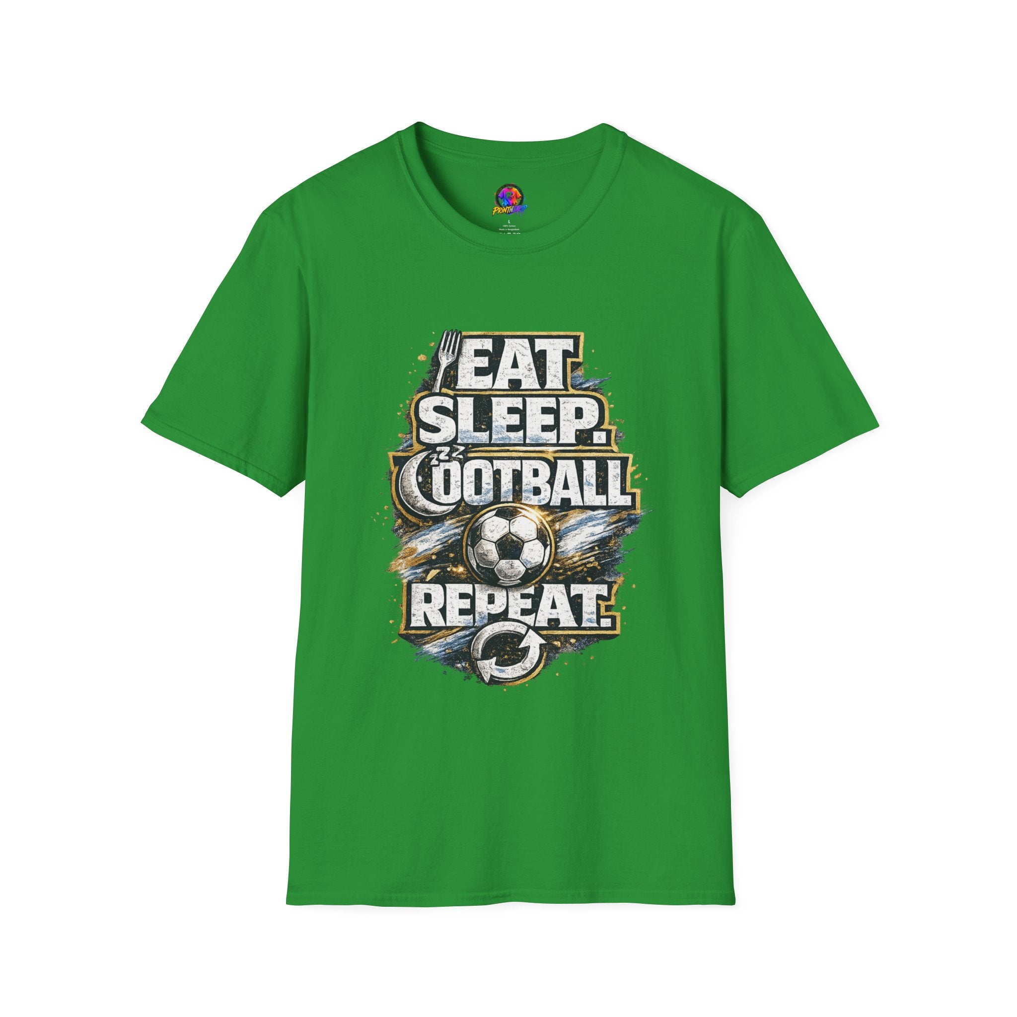 Football 'Eat Sleep Football Repeat' T-Shirt — Vintage Soccer Fan Tee