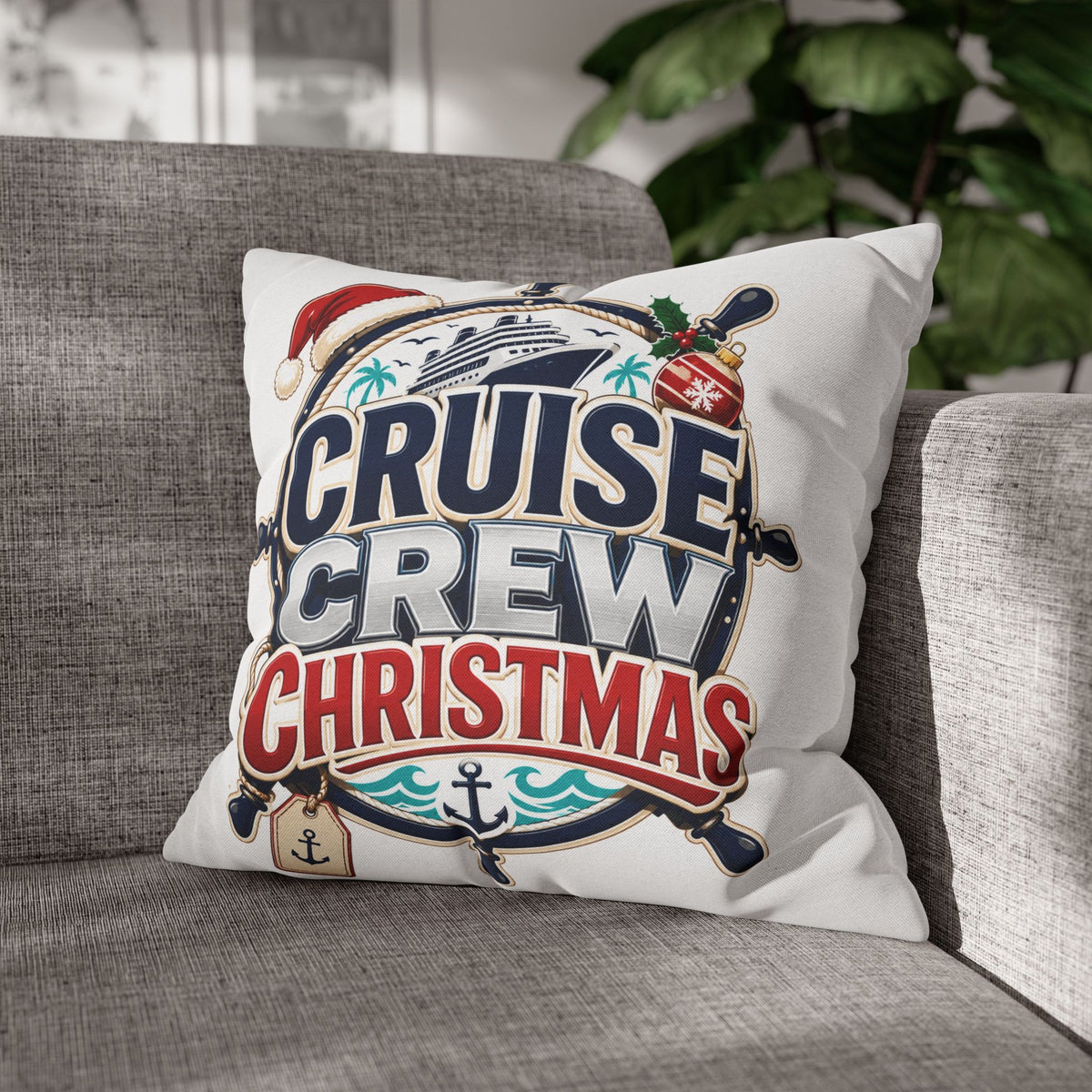 Cruise Crew Christmas Pillowcase –Modern Day Christmas   Nautical Holiday Decorative Pillowcase