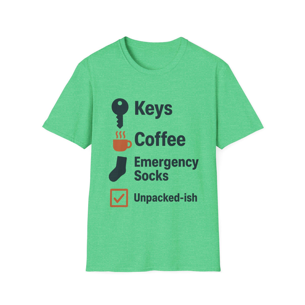 Keys, Coffee, Phone, Wallet Checklist T-Shirt — Minimal Daily Essentials Graphic Tee - Trending Now - August 2026