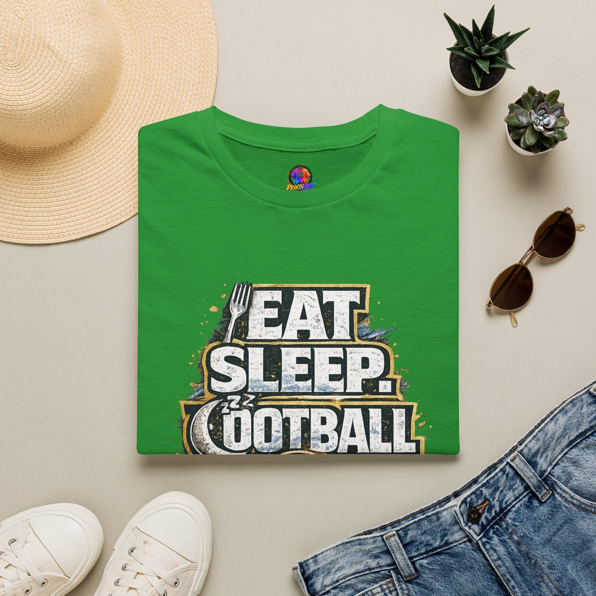 Football 'Eat Sleep Football Repeat' T-Shirt — Vintage Soccer Fan Tee