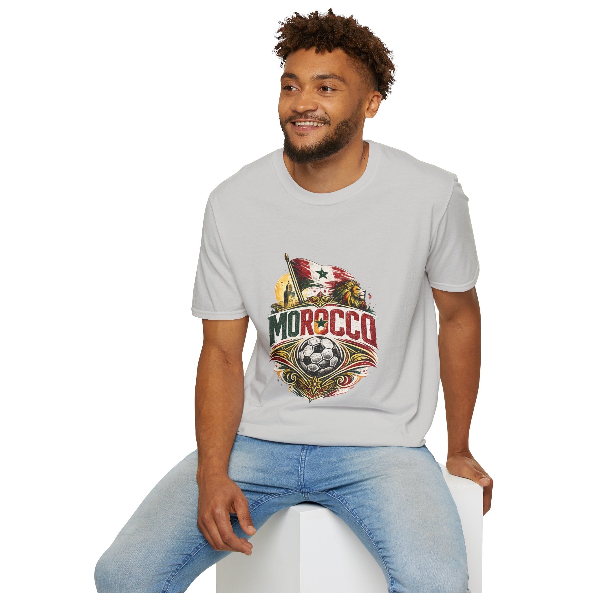 Morocco Soccer T-Shirt — Vintage Flag & Lion Football Tee
