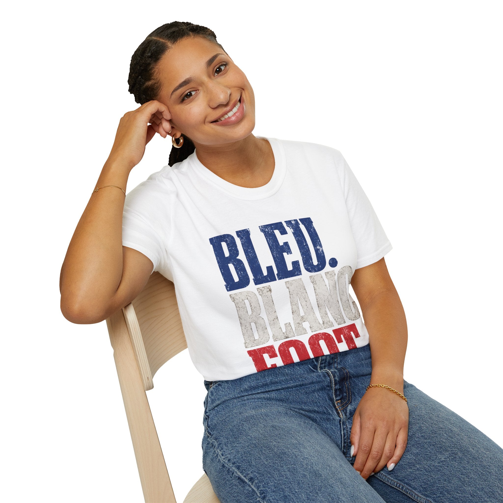 France T-Shirt — Bleu Blanc Foot Vintage French Flag Soccer Graphic Tee