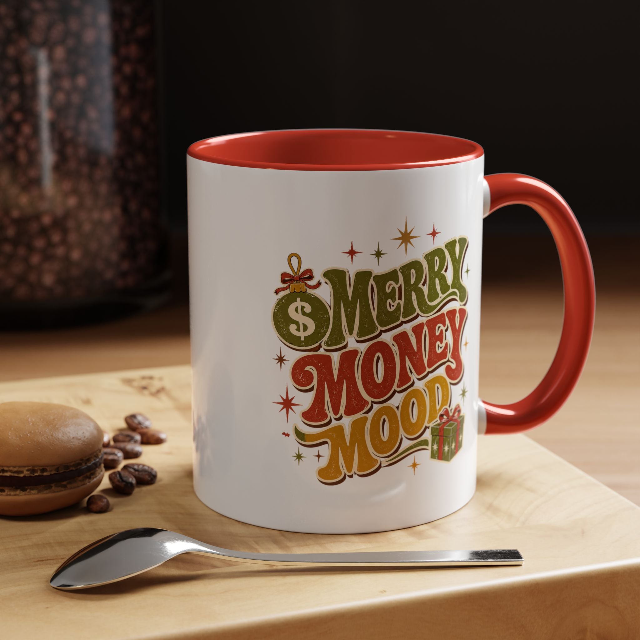 Modern Day Christmas Merry Money Mood Coffee Mug – Holiday Retro Gift Mug