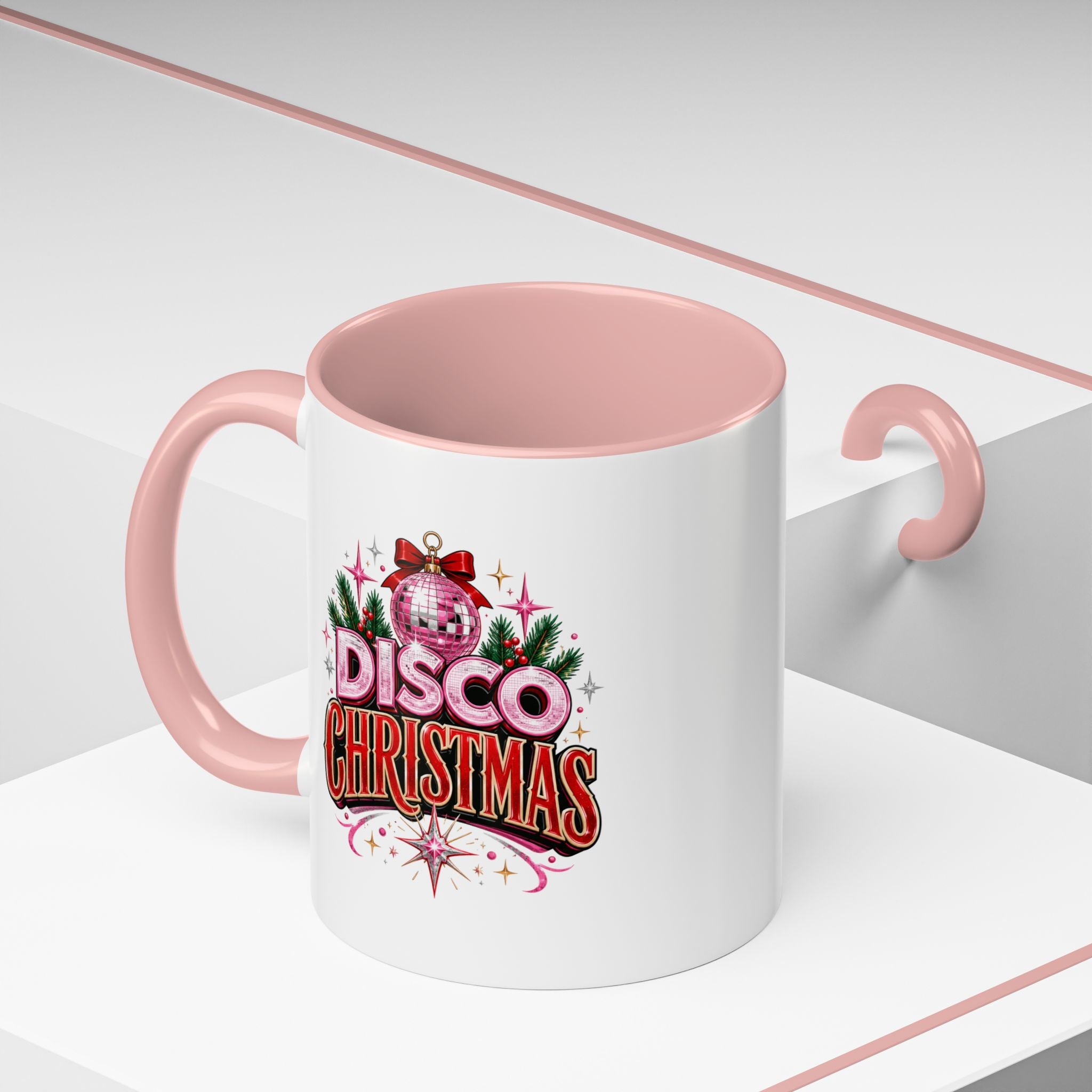 Disco Christmas Coffee Mug — Retro Holiday Disco Ball Christmas Tree Accent Mug