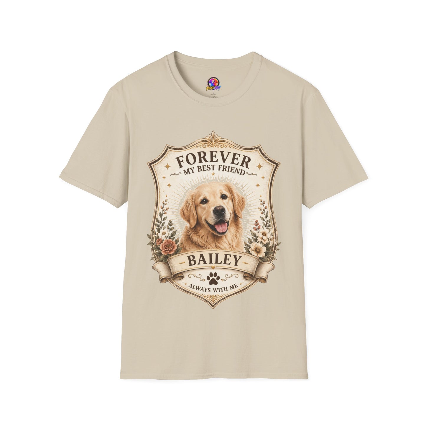 Dog Memorial T-Shirt — "Forever My Best Friend" Personalized Golden Retriever Tribute