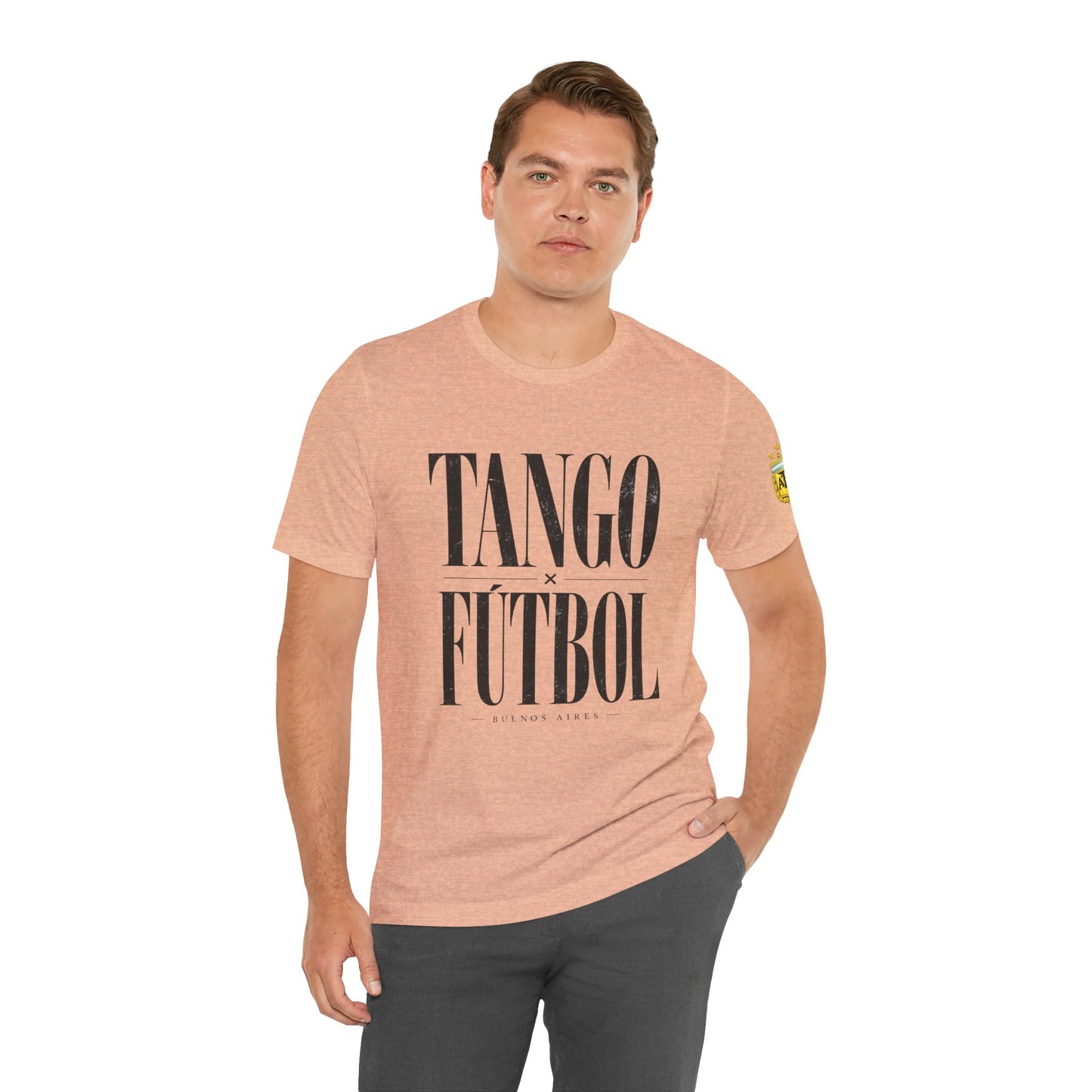 Argentina - Tango y Fútbol Graphic Tee - Bold Serif Soccer & Dance Shirt