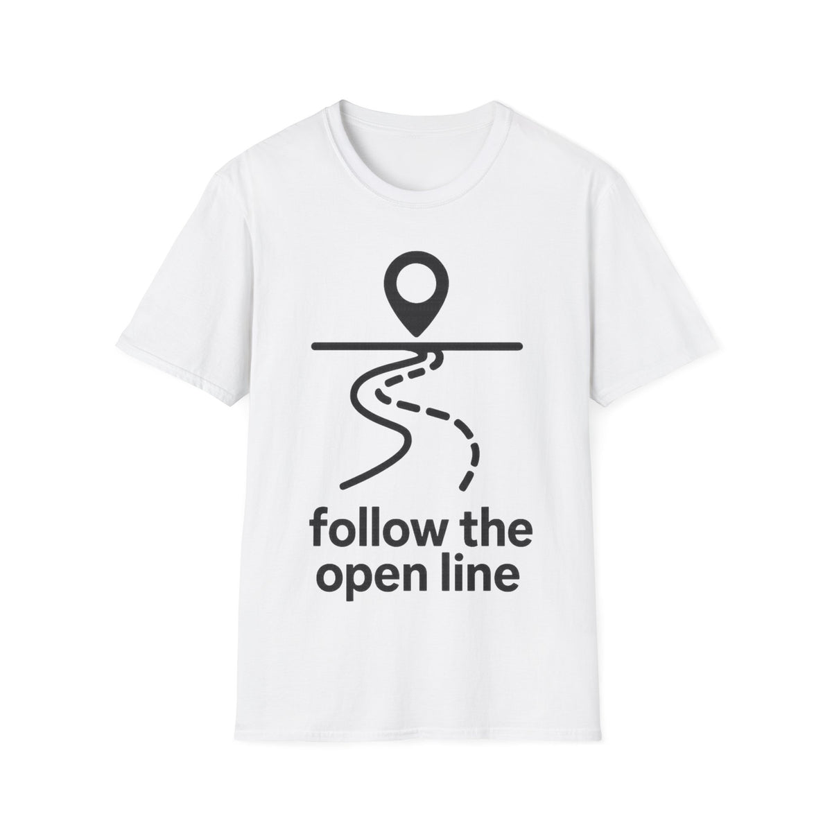 "Follow The Open Line" Minimalist Road Trip Graphic Tee - Aesthetic Wanderlust Wander White T-Shirt - Trending Now - September 2026