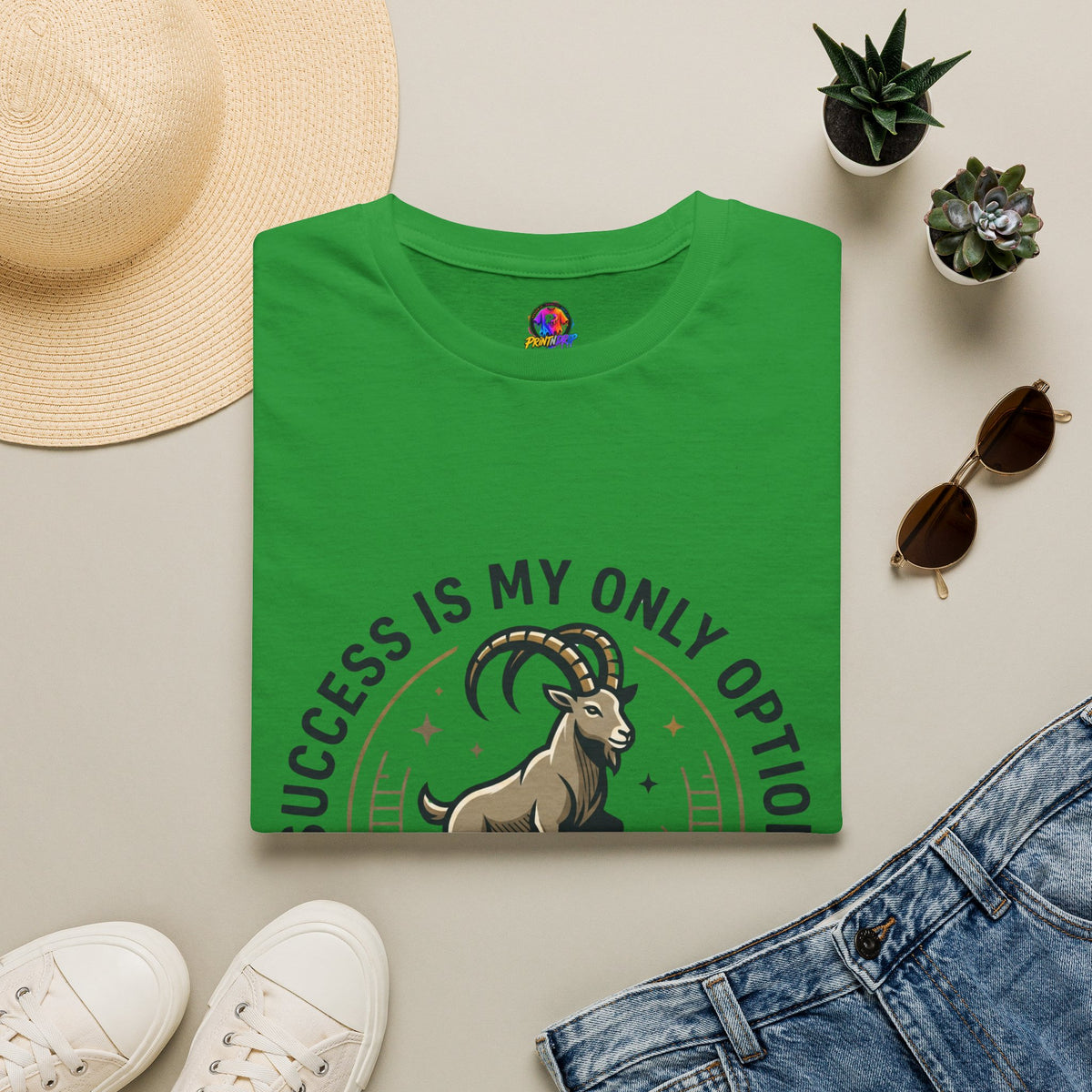 Capricorn Goat T-Shirt — "Success Is My Only Option" Motivational Zodiac Tee
