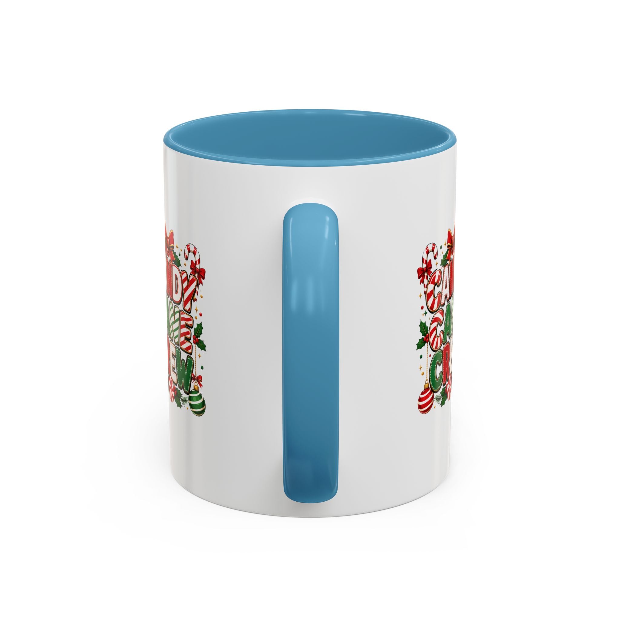 Candy Cane Crew Accent Coffee Mug — Christmas Holiday Hot Cocoa Cup