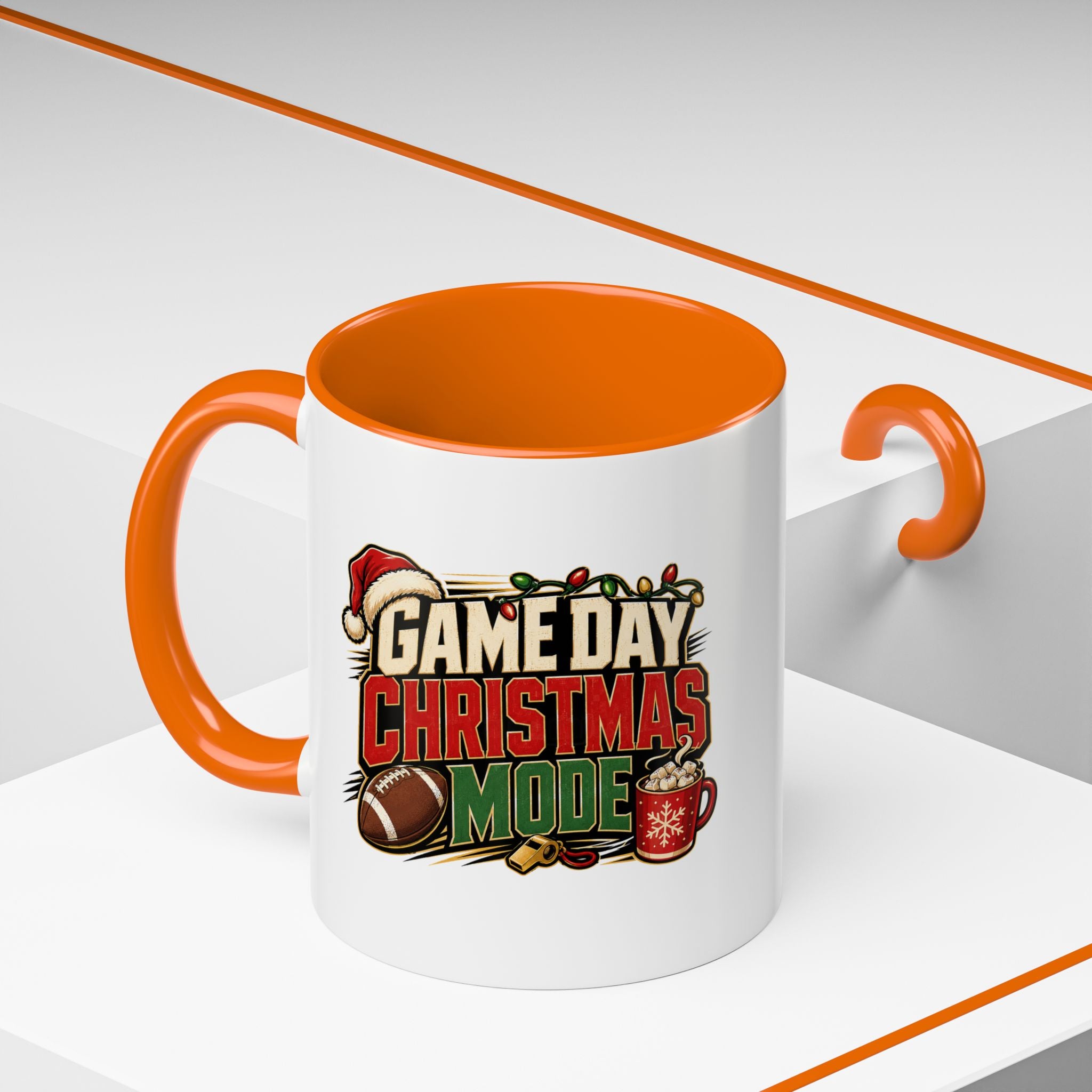 Modern Day Christmas Game Day Christmas Mode Coffee Mug - Holiday Football Mug (11/15oz)