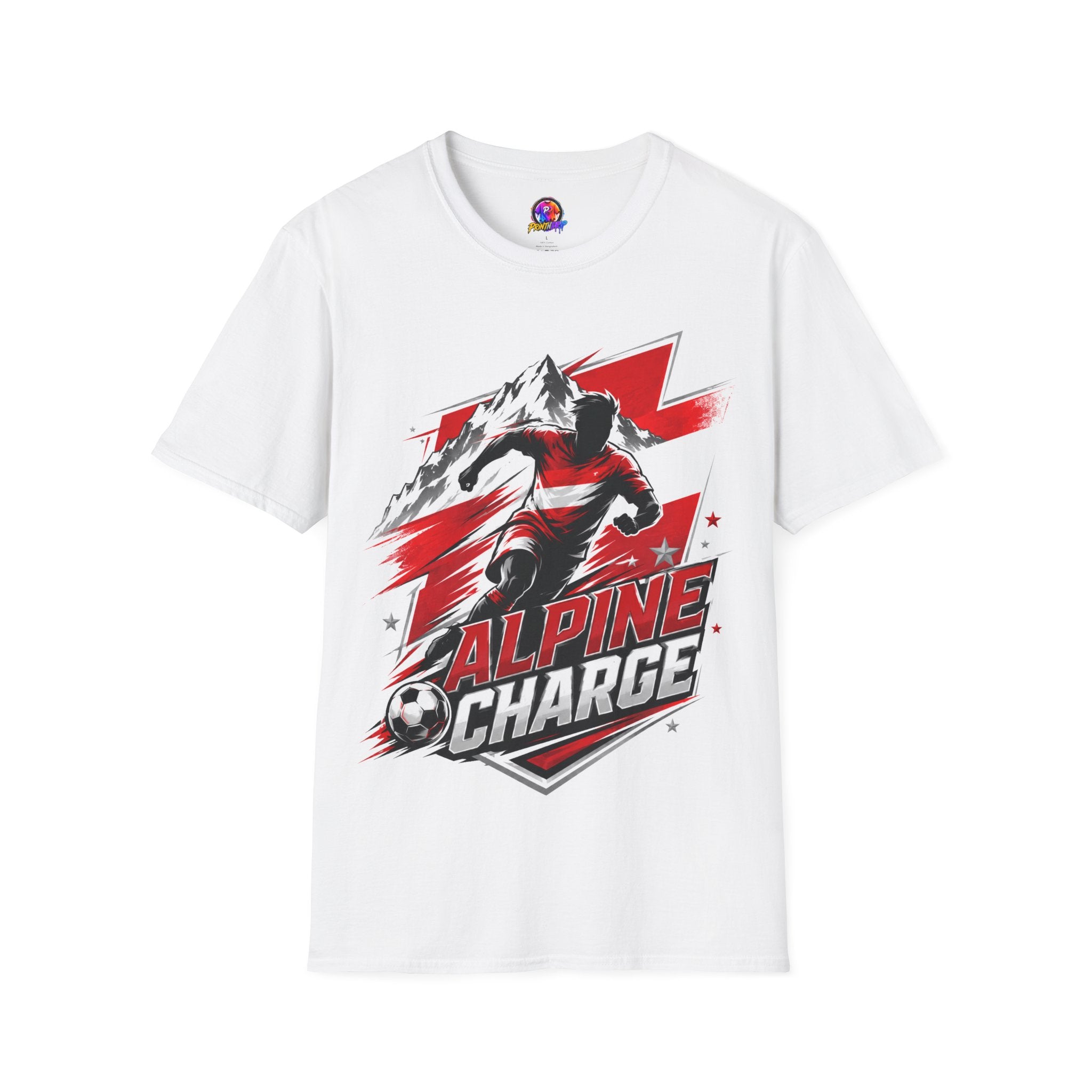 Austria  Alpine Charge Soccer T-Shirt — Mountain Football Graphic Tee -