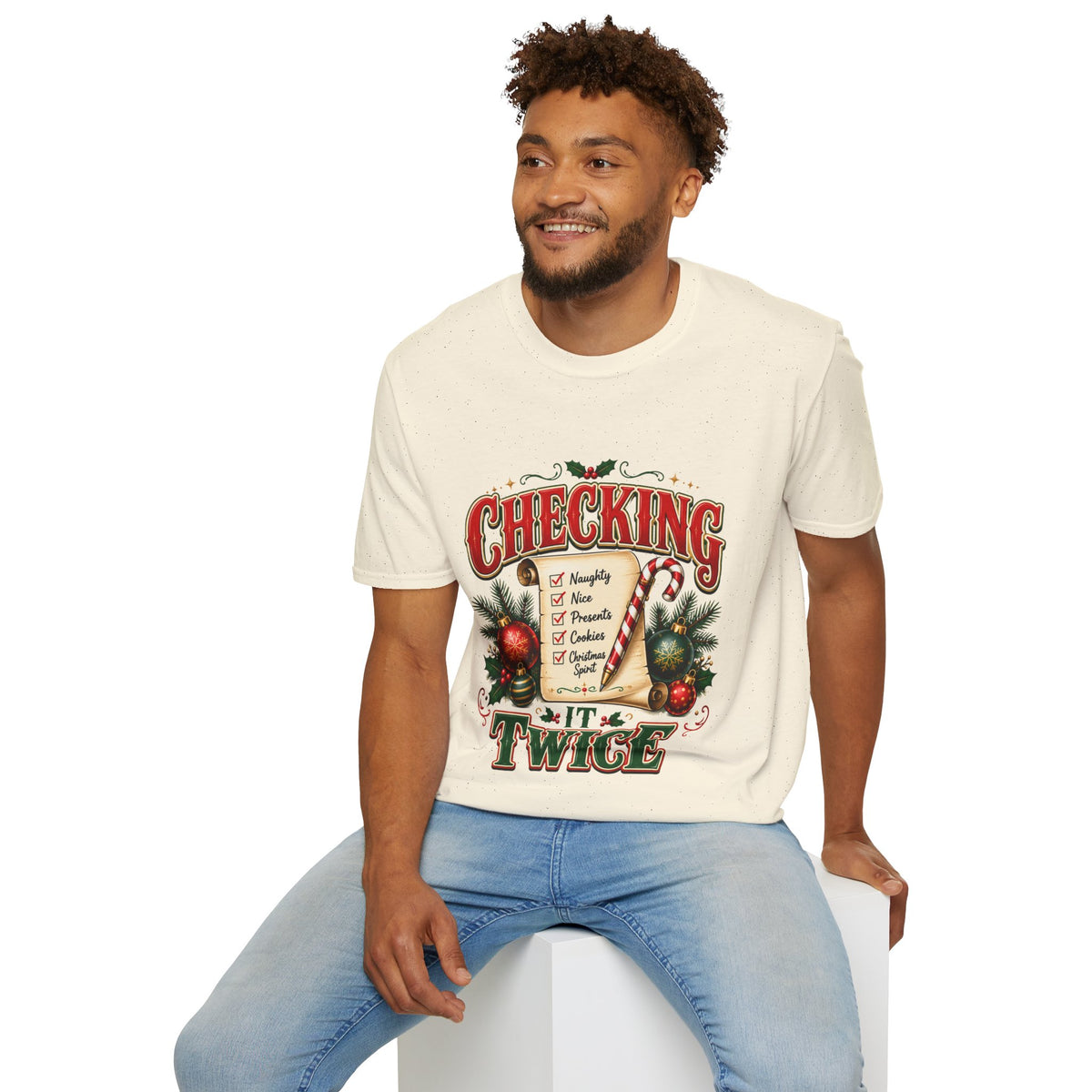 Checking It Twice Christmas T-Shirt — Naughty or Nice Holiday Tee