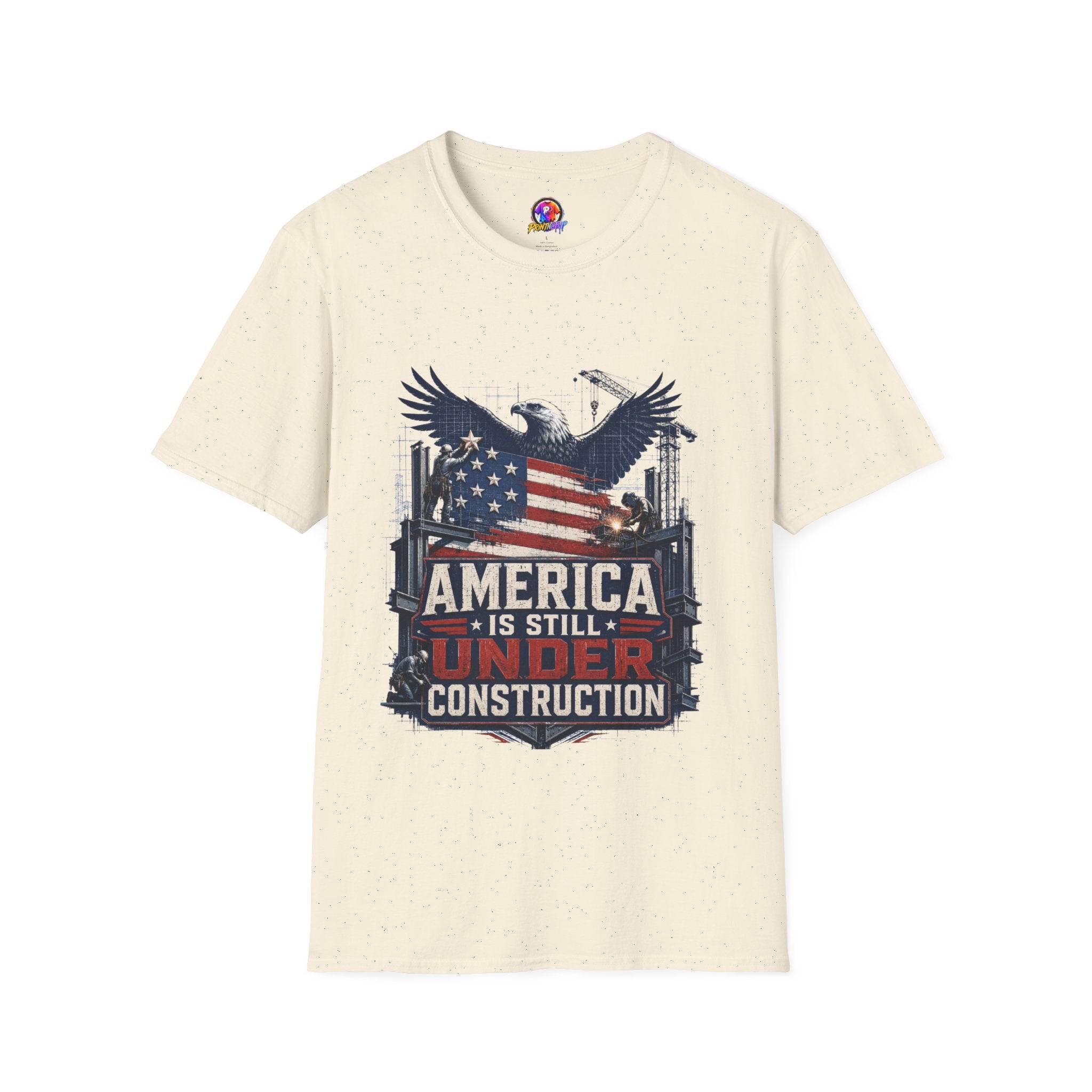 T-Shirt — 'America Is Still Under Construction' Patriotic Eagle Graphic