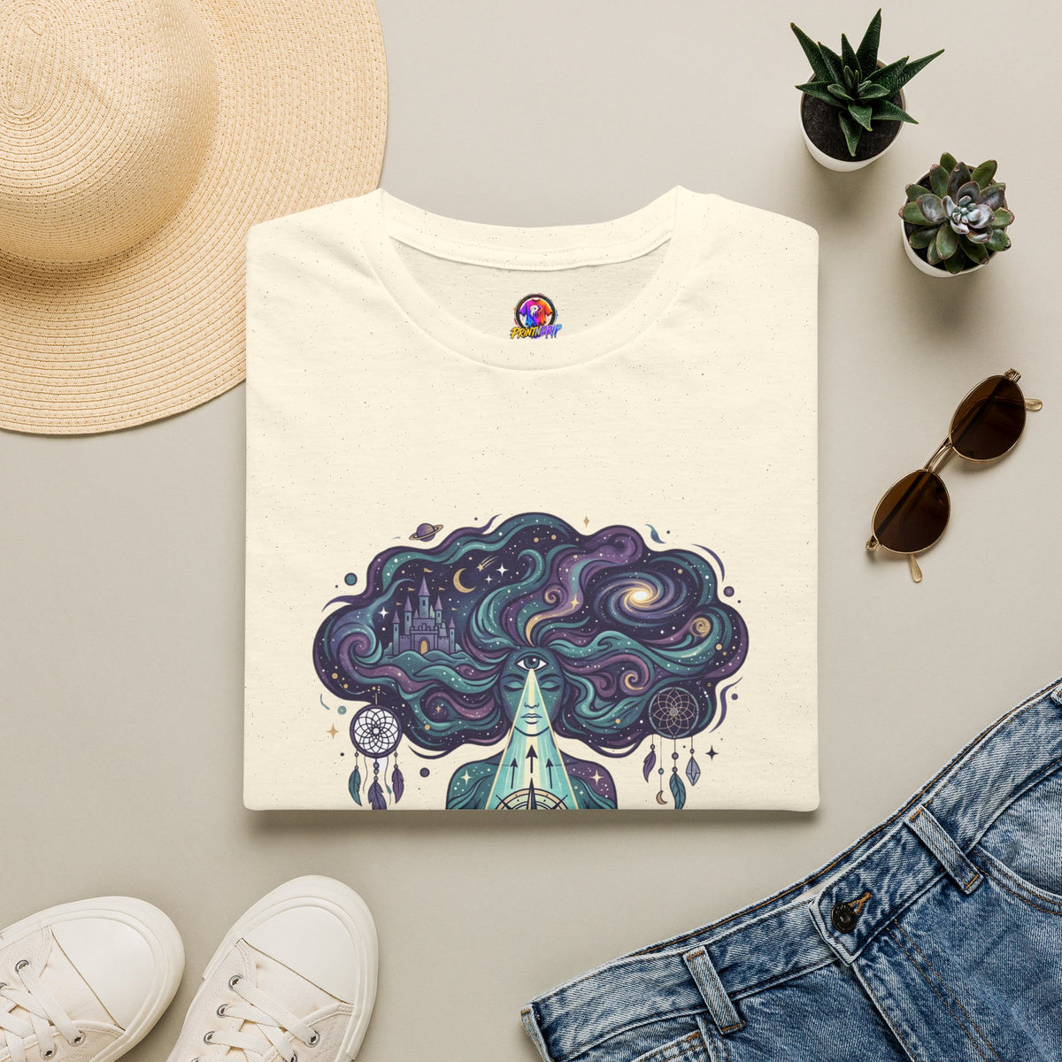 Dreamy Meditation T-Shirt — 'Guided by dreams, ruled by intuition' Spiritual Art Tee