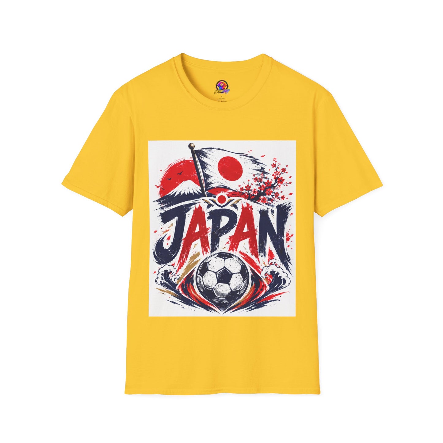 Japan Soccer T-Shirt — Japanese Flag & Cherry Blossom Football Graphic