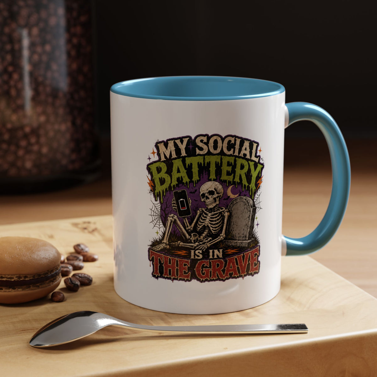 Halloween  My Social Battery Accent Coffee Mug