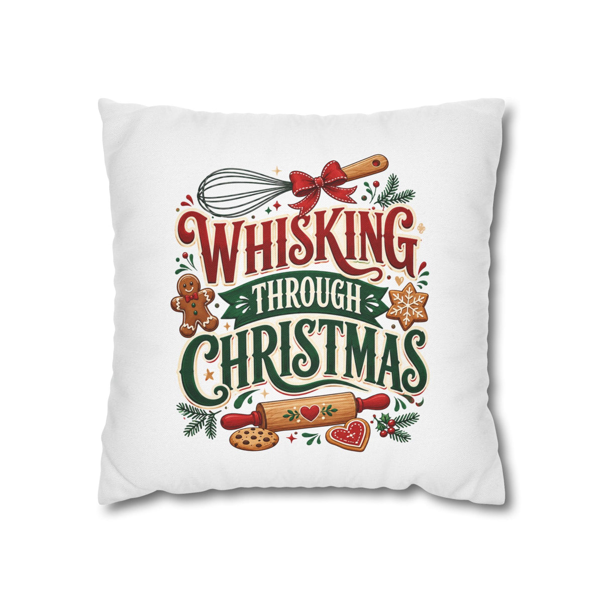 Christmas Whisking Through Christmas Spun Polyester Square Pillowcase