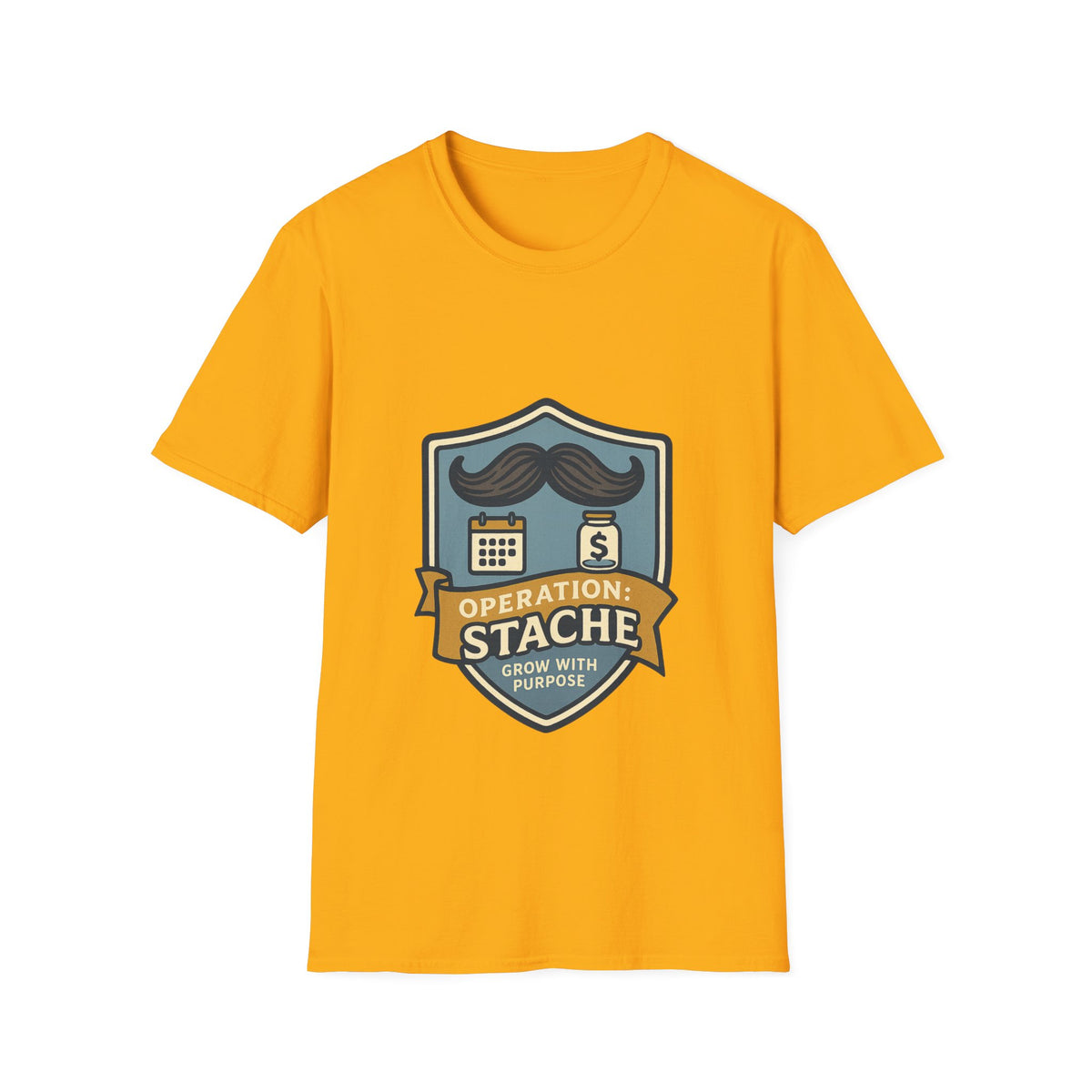 Mustache Badge T-Shirt — Stache Crest Graphic Tee - Trending Now - October 2026