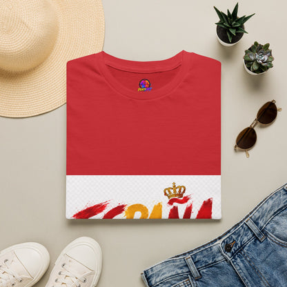 Spain  Graphic T-Shirt — Spanish Flag Brushstroke Design with Crown