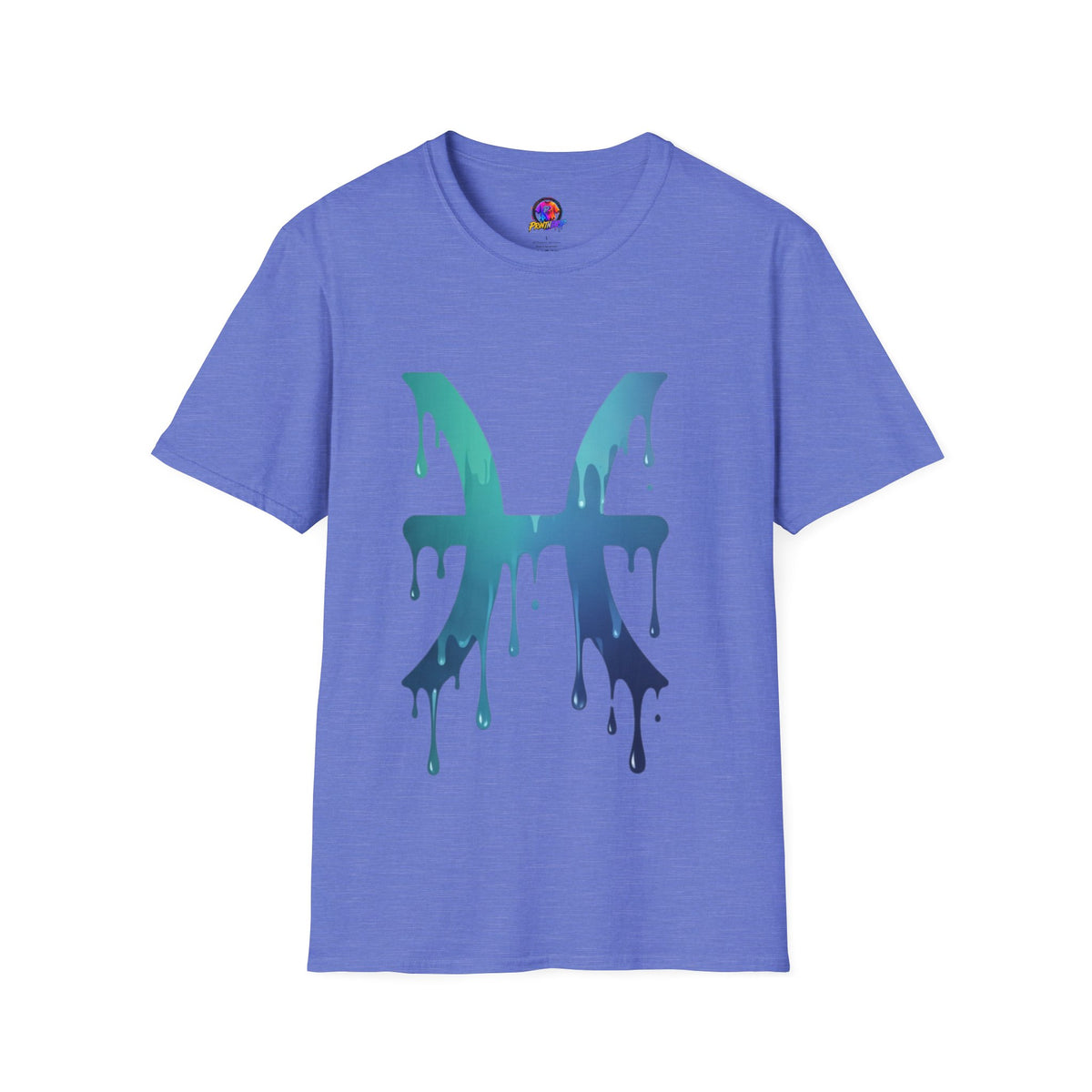 Pisces Drip Zodiac T-Shirt — Blue Gradient Astrological Tee