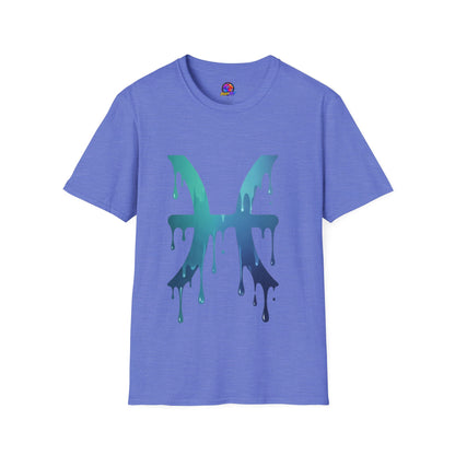 Pisces Drip Zodiac T-Shirt — Blue Gradient Astrological Tee