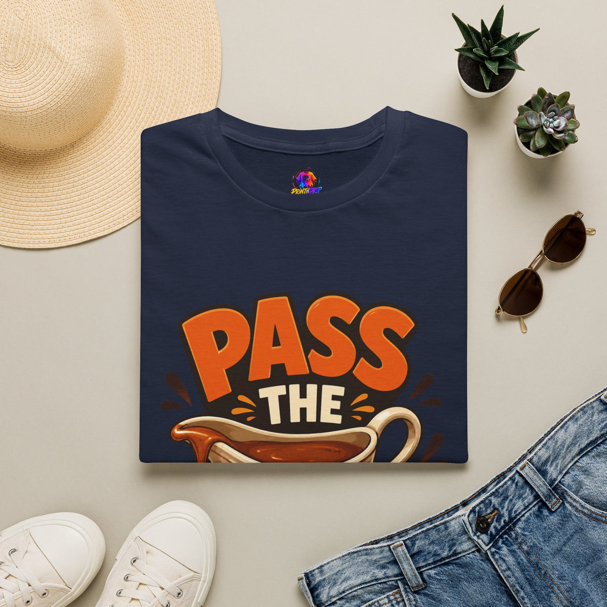 Thanksgiving T-Shirt Pass the Gravy T-Shirt — Funny Thanksgiving Turkey Dinner Tee