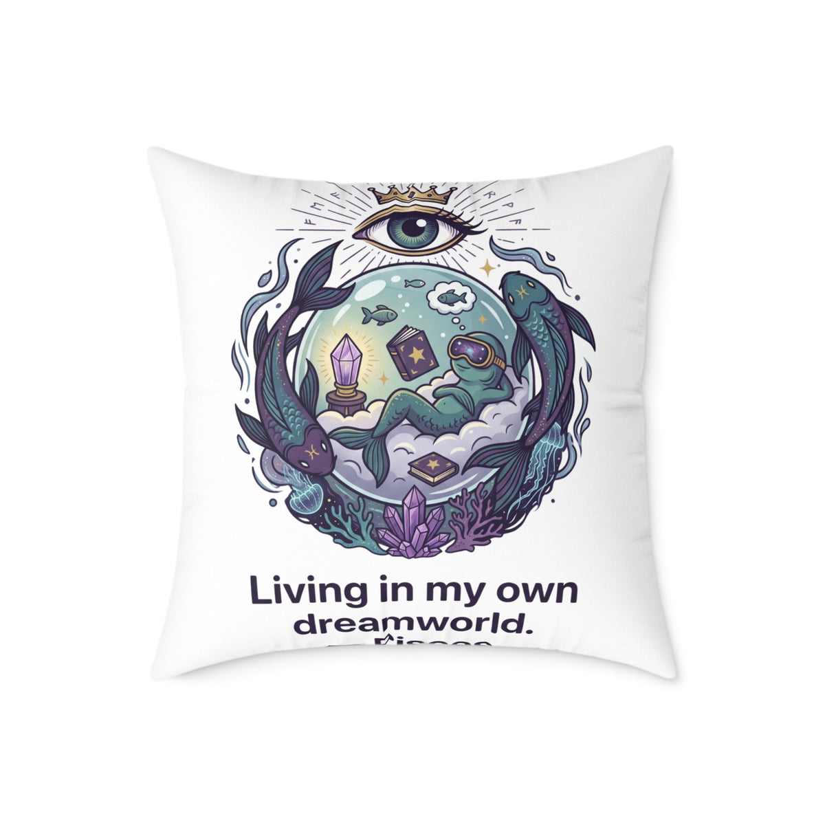 Pisces Zodiac Living In My Own Dream World Square Poly Canvas Pillow