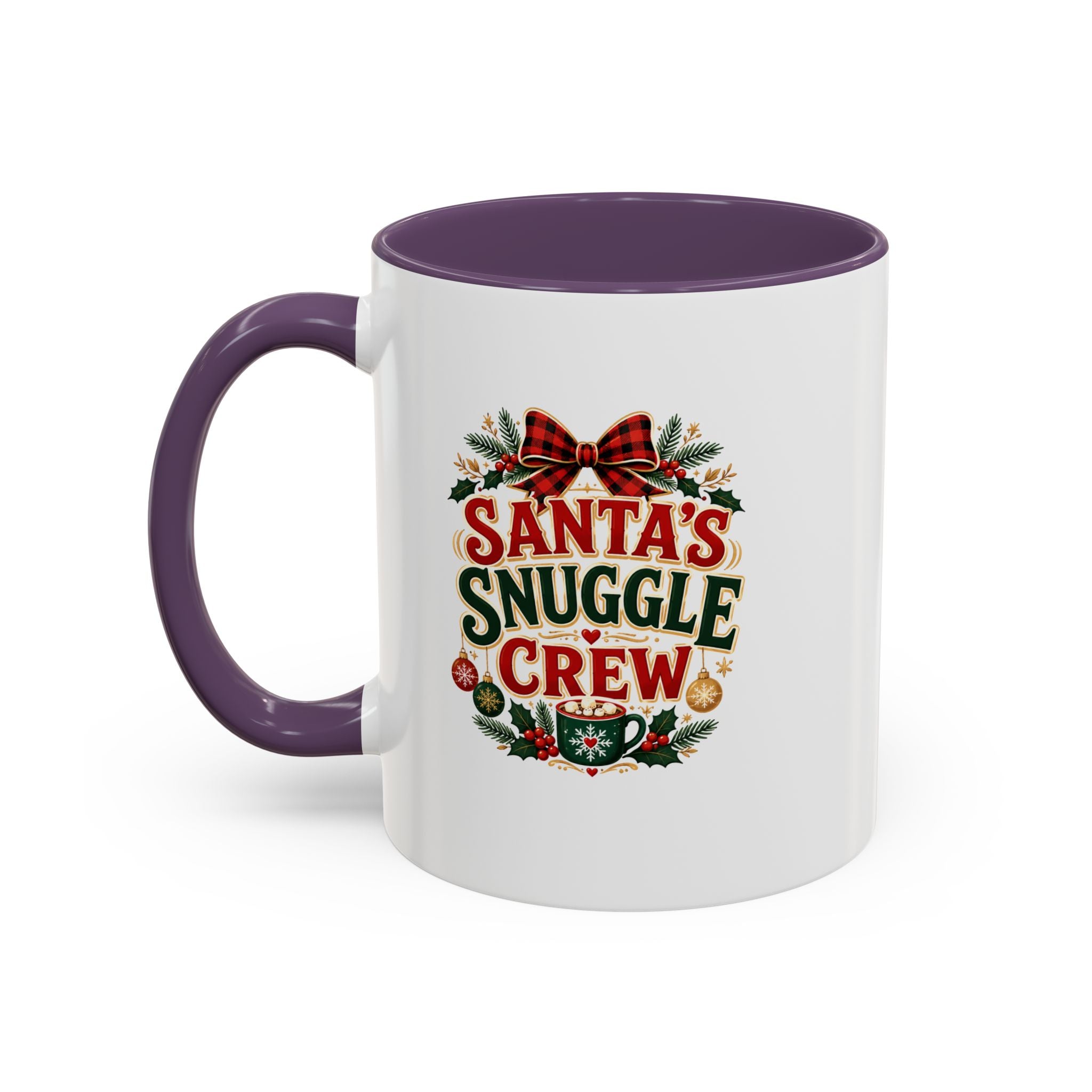 Santa’s Snuggle Crew Accent Coffee Mug — Holiday Christmas Cocoa Cup