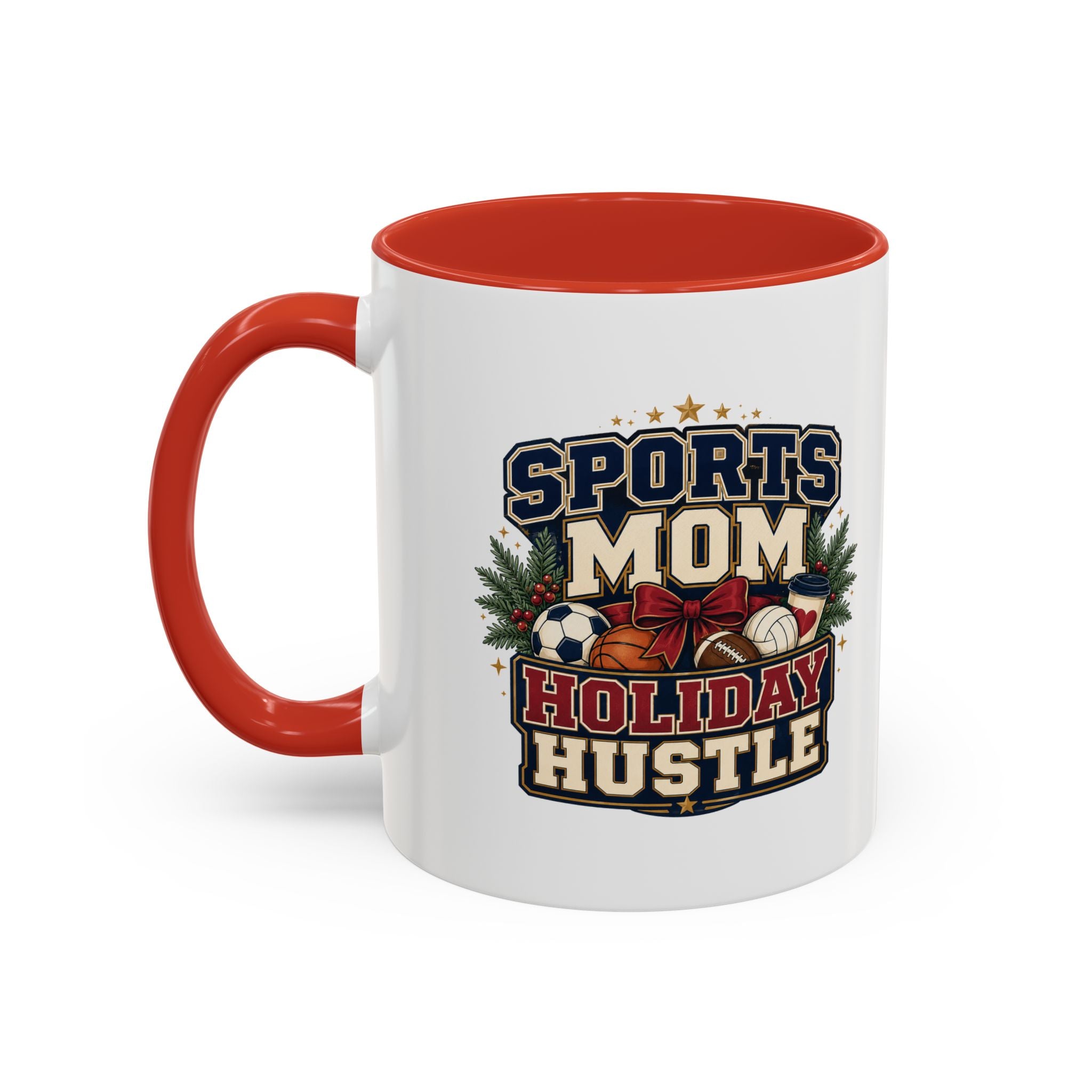 Modern Day Christmas Sports Mom Holiday Hustle Accent Coffee Mug – Christmas Sports Mom Gift
