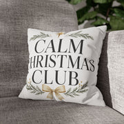 Calm Christmas Club Decorative Pillowcase — Holiday Pine & Gold Bow Throw Cover