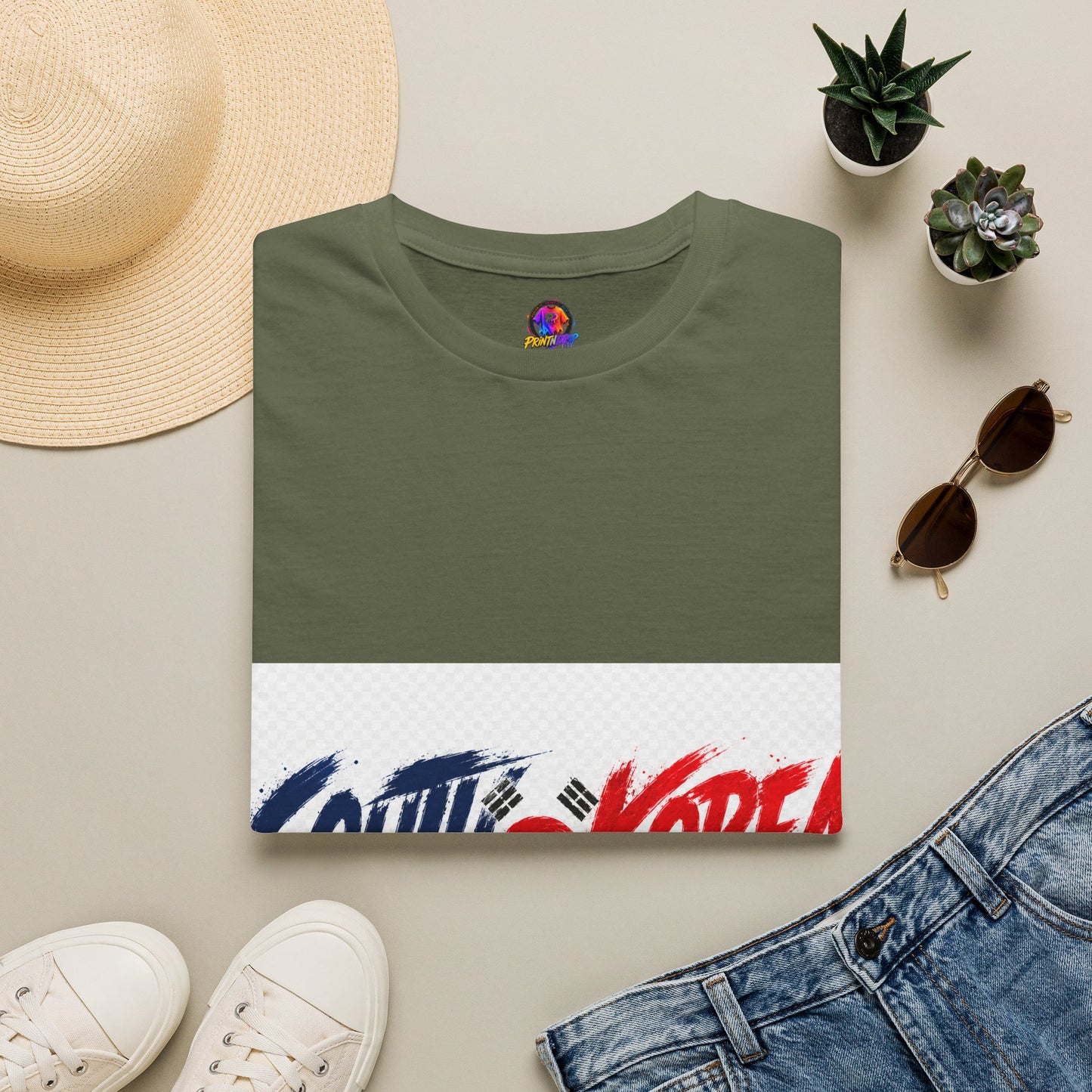 South Korea Flag Brushstroke T-Shirt — Patriotic Korean Travel Tee