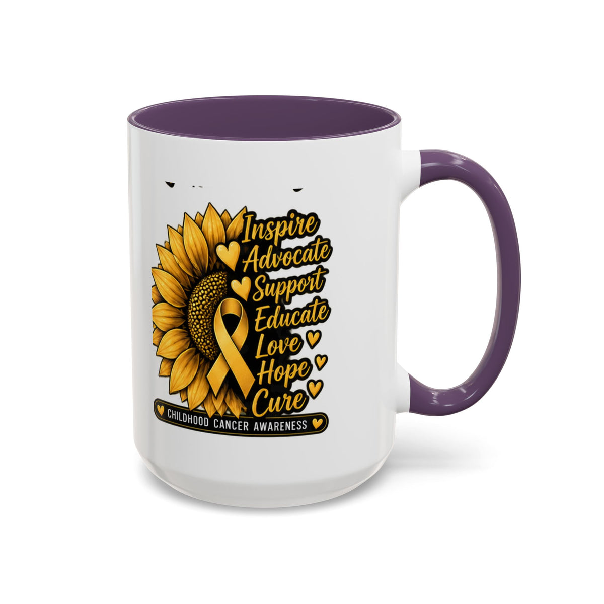 Childhood Cancer Awareness Sunflower Accent Coffee Mug (11/15oz)