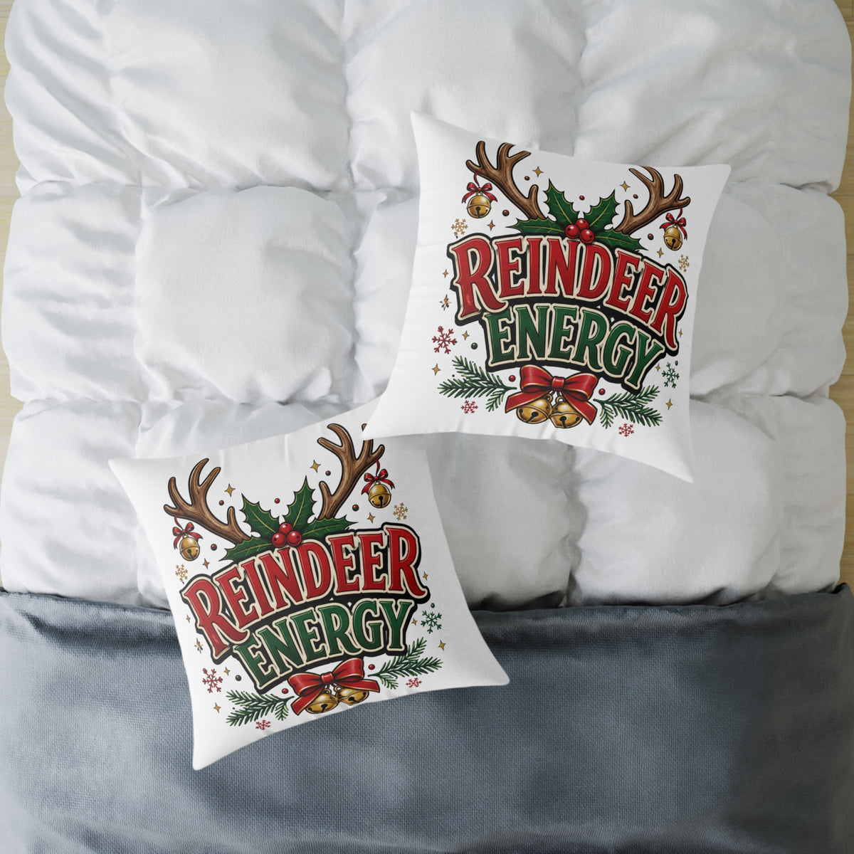 Reindeer Energy Christmas Throw Pillow