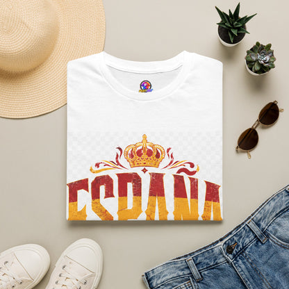 Spain Crown Graphic T-Shirt — Spanish Flag Vintage Crest Tee