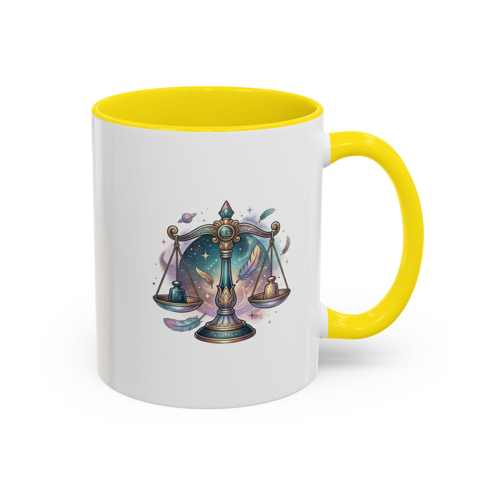 Libra Zodiac Scales Accent Coffee Mug — Astrology Constellation Gift