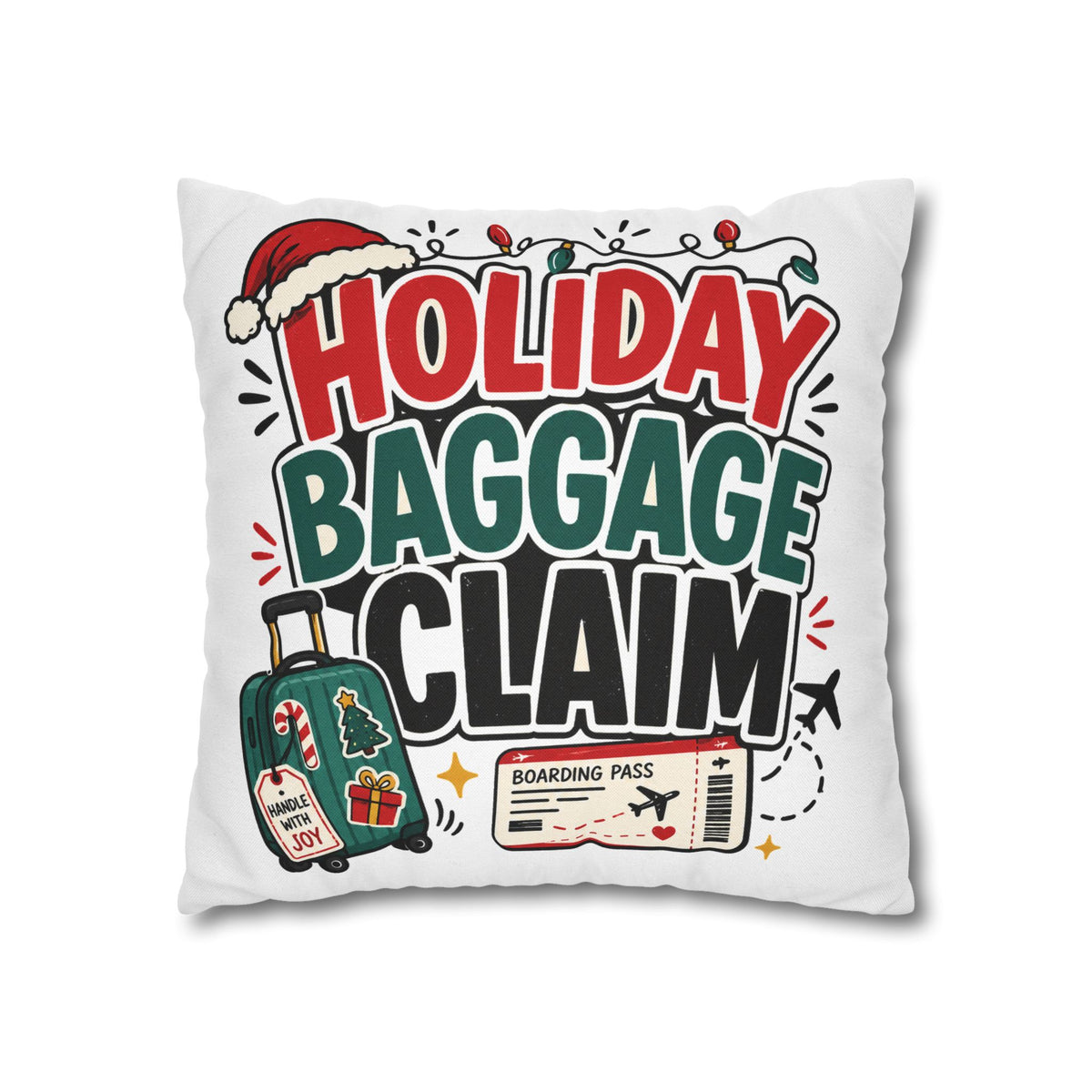 Holiday Baggage Claim Pillowcase Modern Day Christmas  - Funny Christmas Travel Decorative Throw Pillowcase