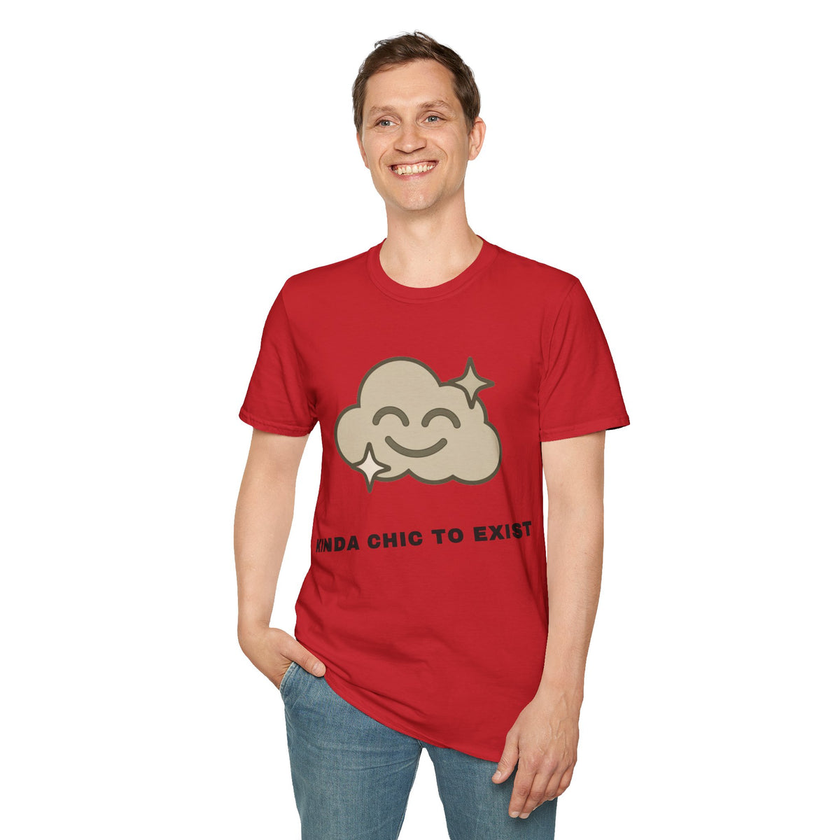 T-Shirt — "Kinda Chic to Exist" Smiling Cloud Graphic Tee - Trending Now - September 2026