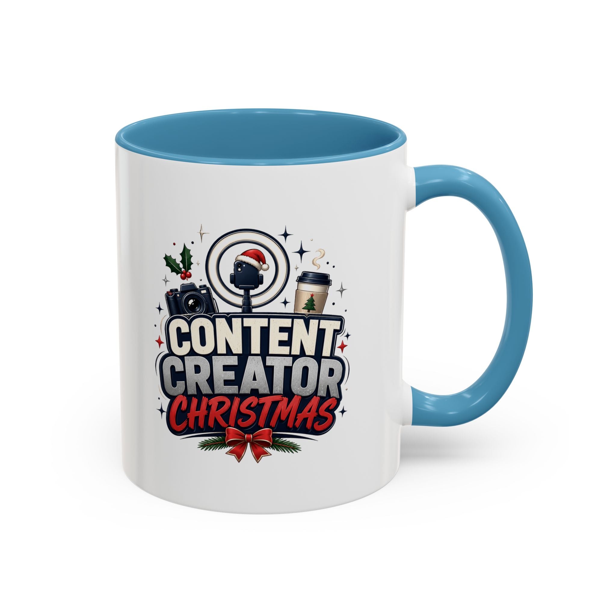 Modern Day Christmas Content Creator Christmas Accent Coffee Mug — Holiday Social Media Gifts (11/15oz)