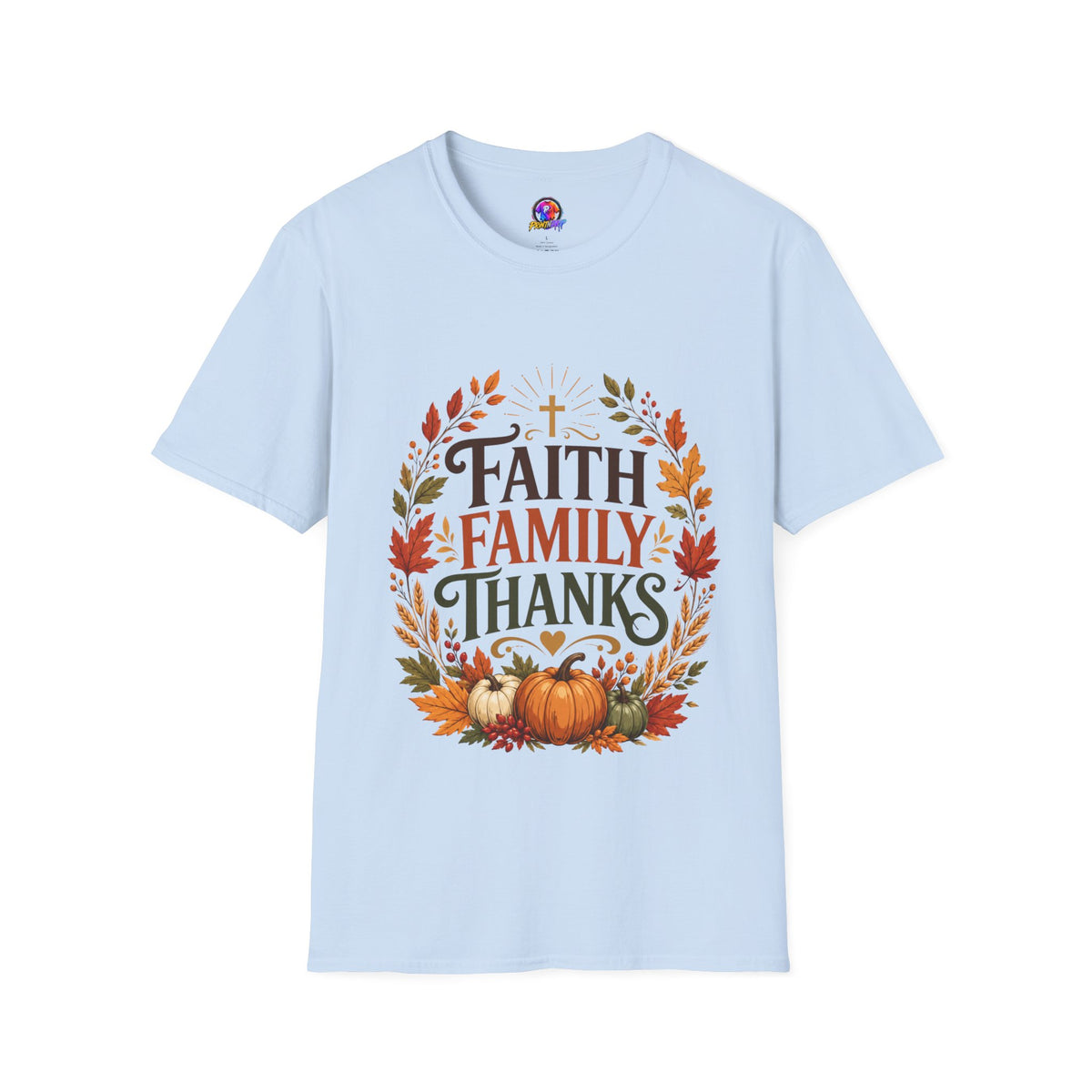 Thanksgiving T-Shirt Faith Family Thanks T-Shirt — Fall Pumpkin Thanksgiving Christian Tee