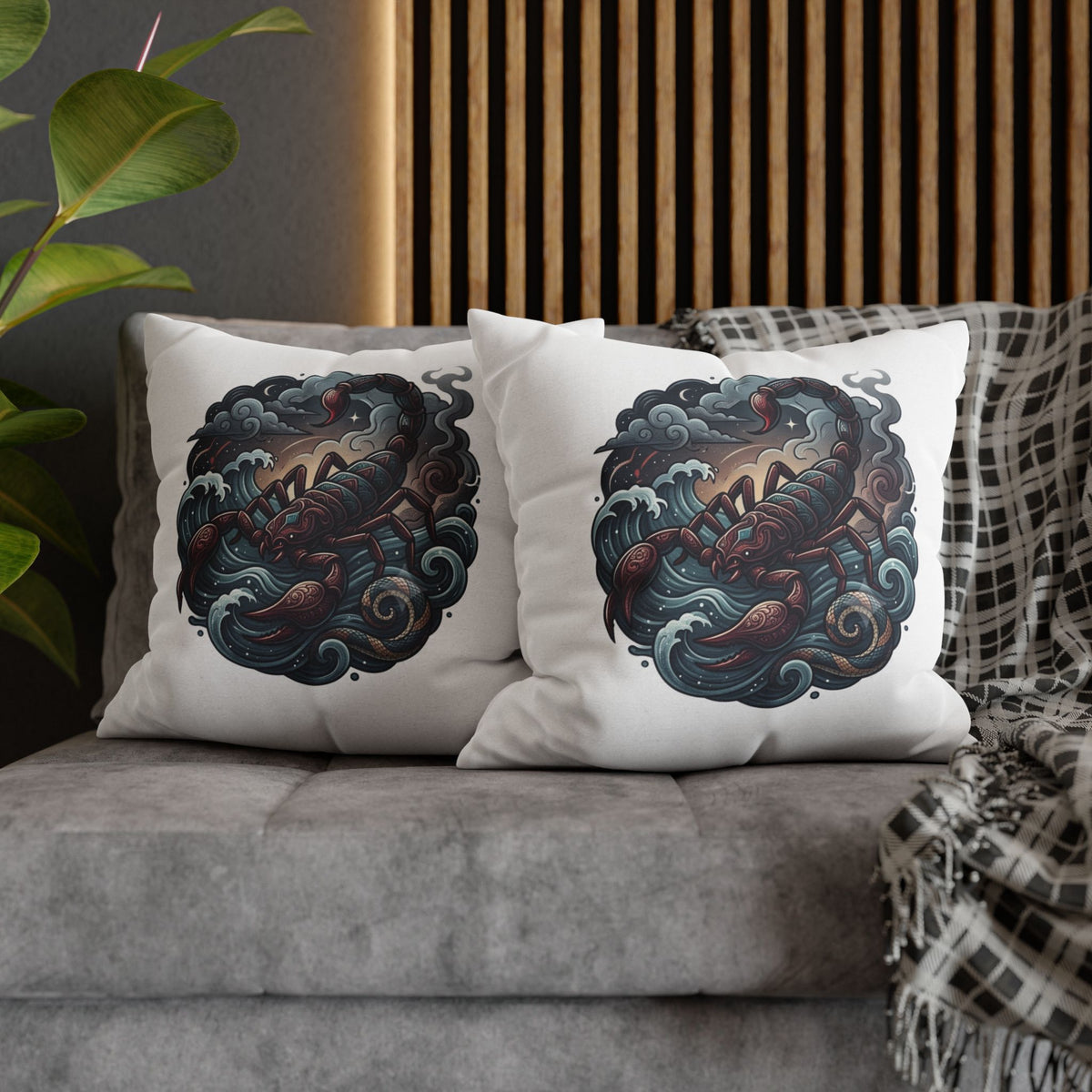Scorpion Wave Decorative Pillowcase — Zodiac Scorpio Throw Pillow Cover