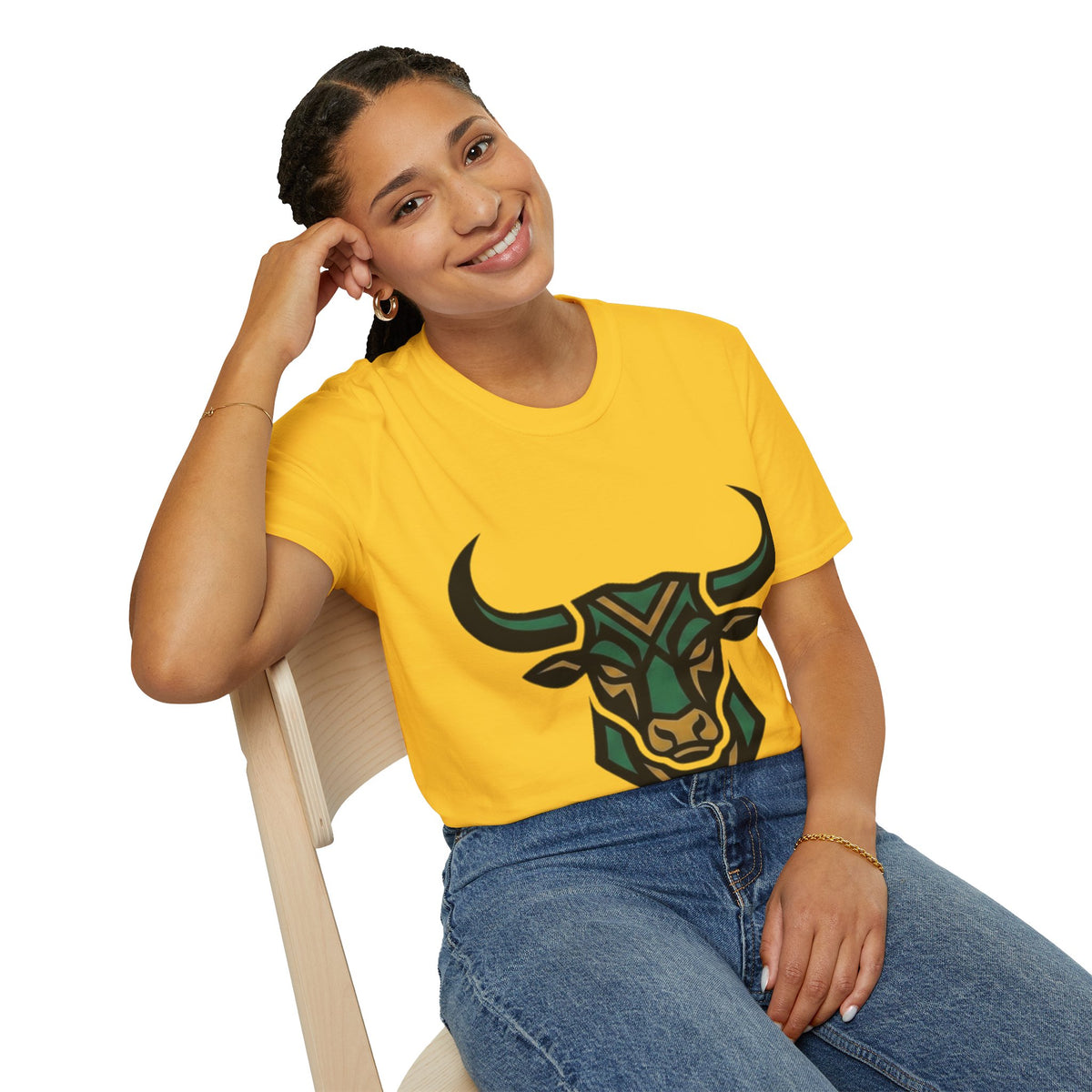 Bull Head Graphic T-Shirt — Tribal Geometric Rodeo Tee