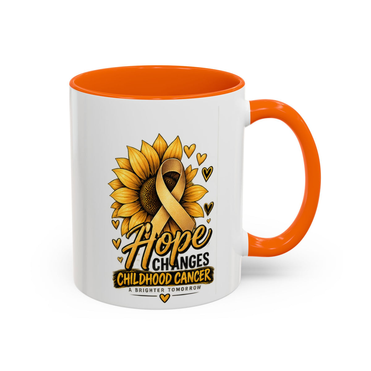 Hope Changes Childhood Cancer Mug – Gold Ribbon Sunflower Accent Coffee Cup (11/15oz)