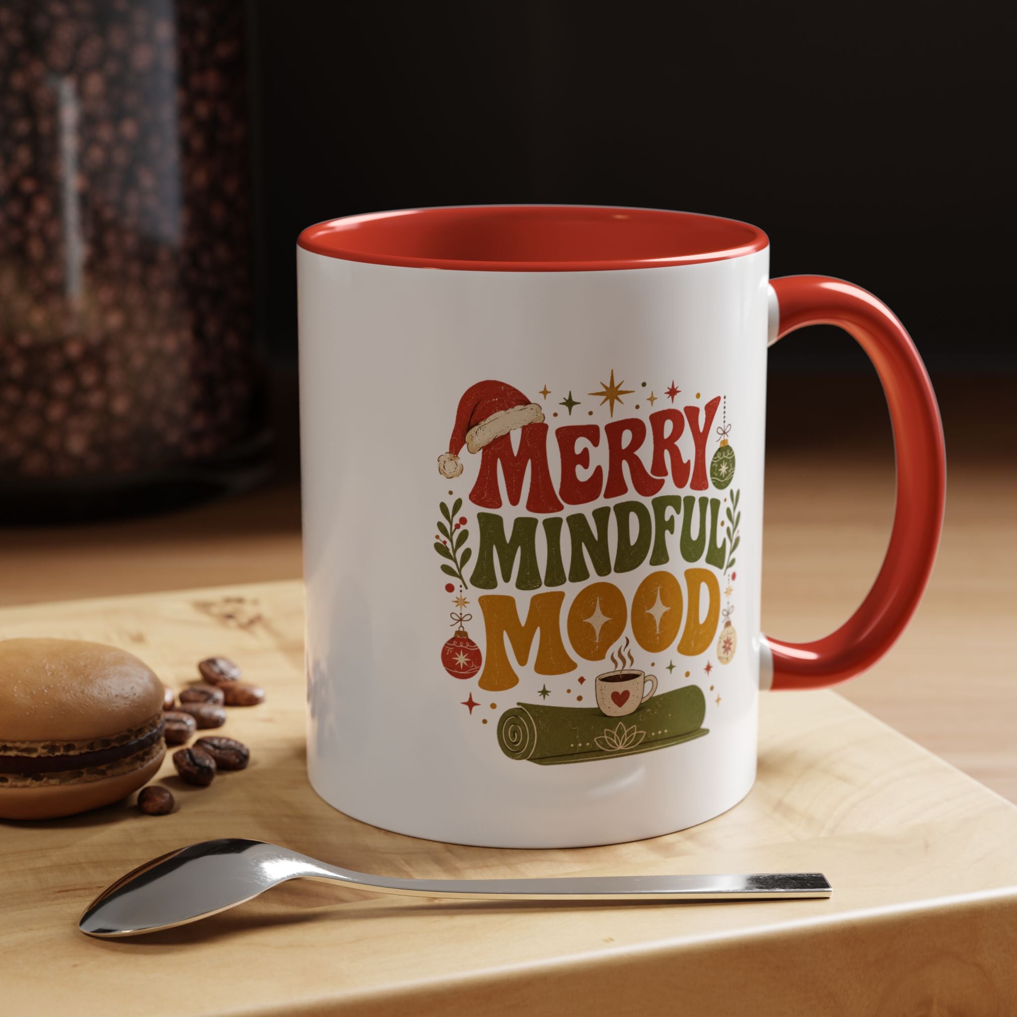 Modern Day Christmas Merry Mindful Mood Coffee Mug — Holiday Yoga & Relaxation Gift