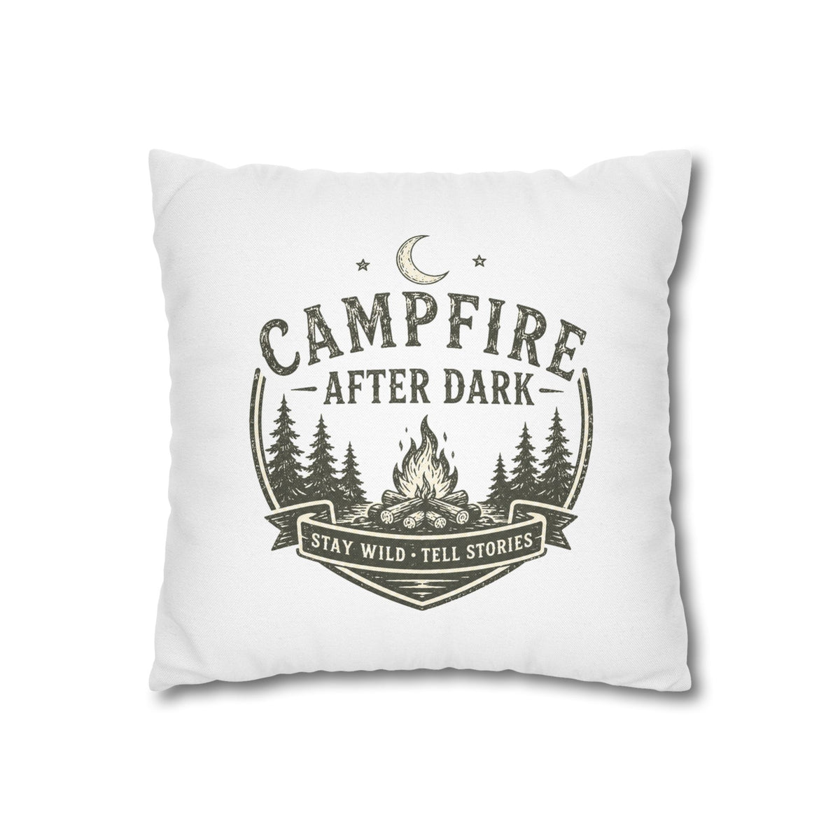 Campfire After Dark Pillowcase Milo Bailey Dog Dad Mom — Rustic Camping Throw Pillow Cover