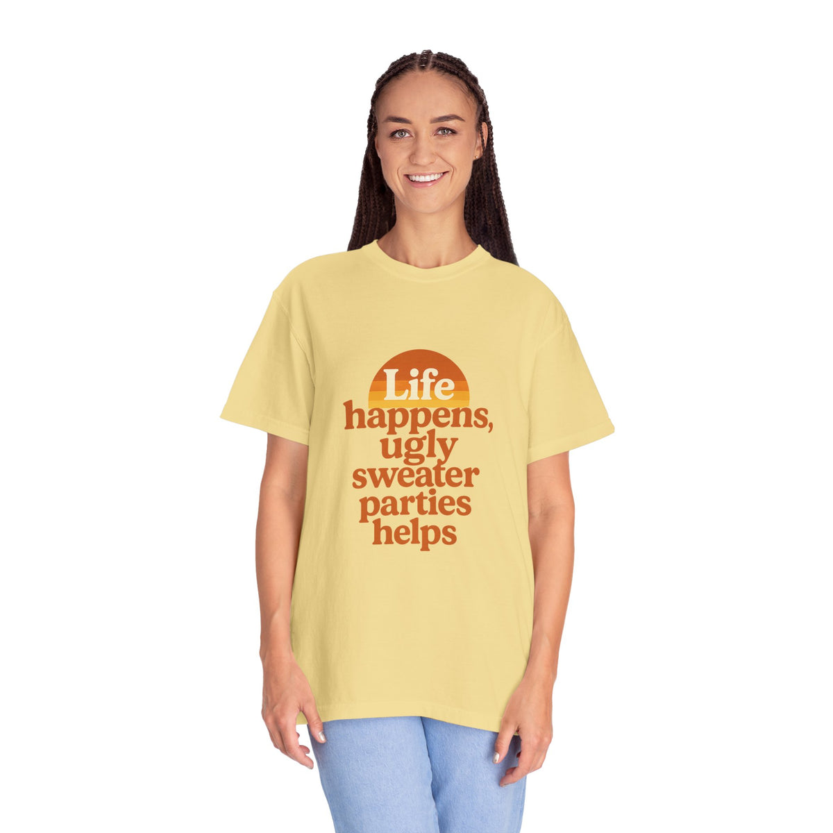 Life Happens Ugly Sweater Parties Helps T-Shirt - Trending Now - October 2026