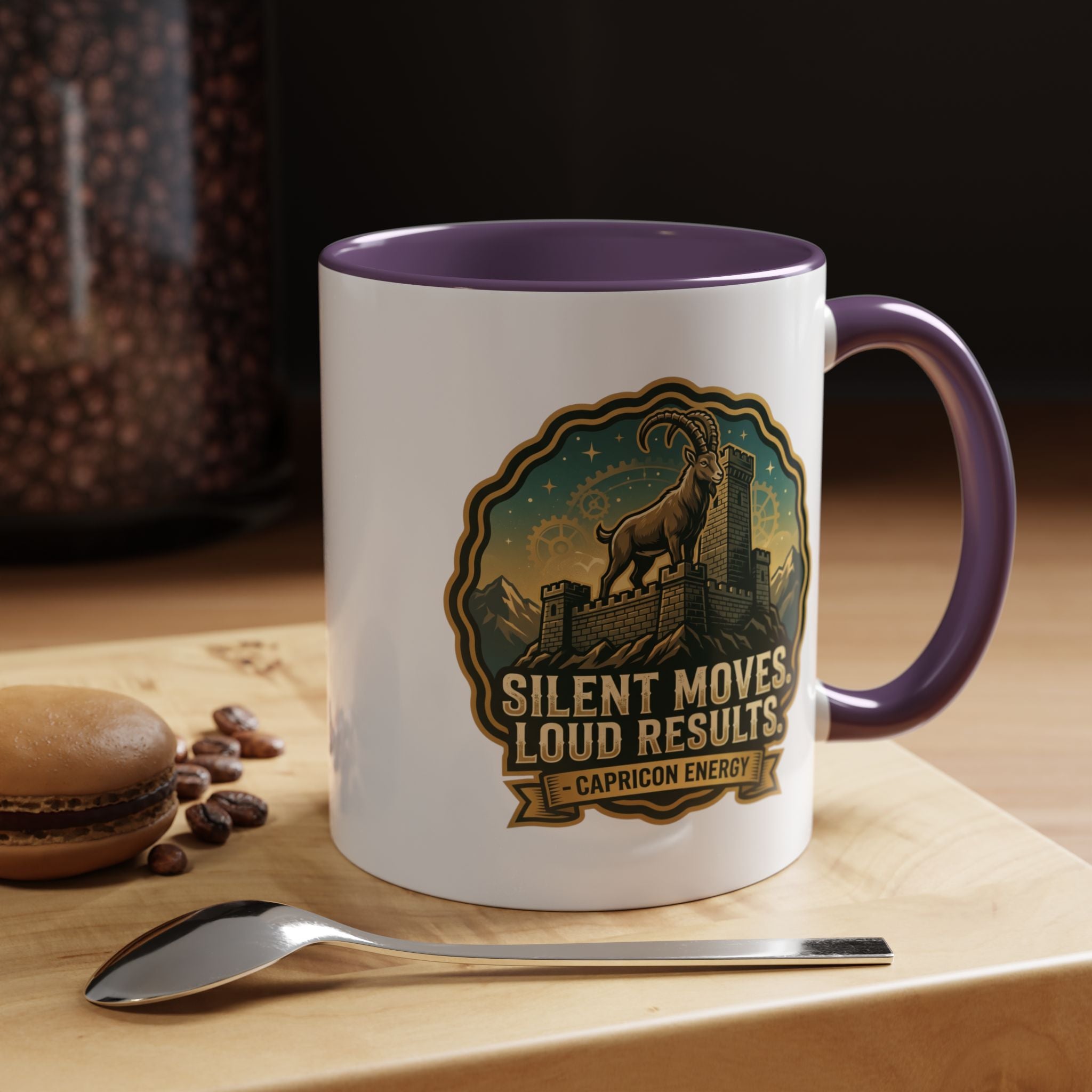 Capricorn Coffee Mug - "Silent Moves. Loud Results." Zodiac Goat Accent Mug